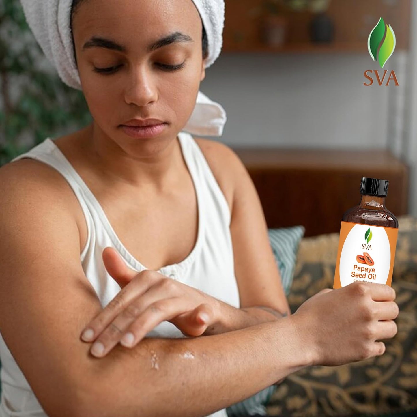 SVA Papaya Seed Oil - 4 Fl Oz – 100% Natural Cold Pressed Papaya Oil - for Face, Skin Care, Hair Care, Scalp Massage & Body Massage – Carrier Oil with Dropper