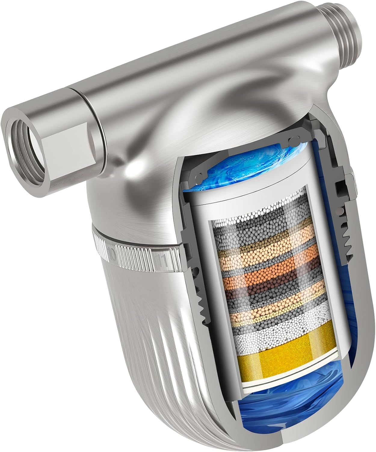 Cobbe Shower Filter | All-METAL Joint | 99% REMOVAL Shower Head Filter for Hard Water, Heavy Metals, Chlorine and Harmful Substance, Improve your skin and hair - Brushed Nickel