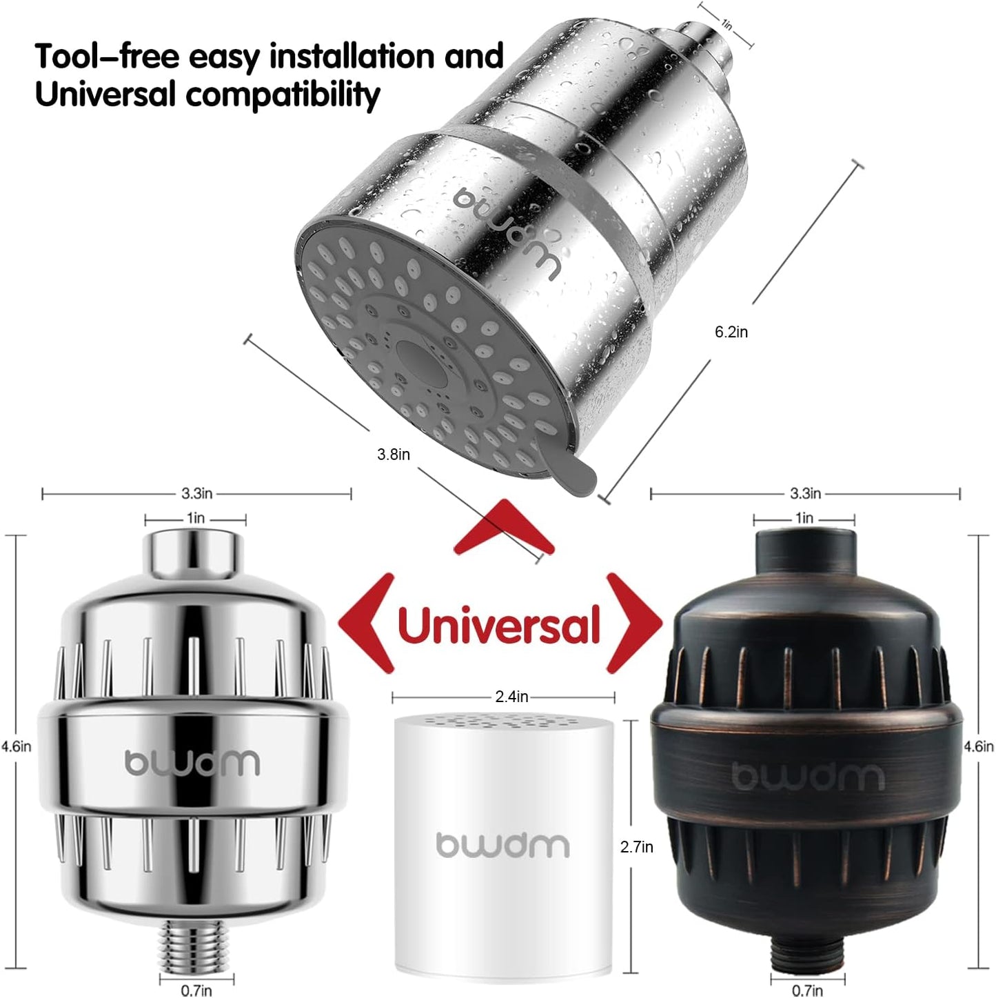 Shower Filter Replacement Cartridge, 15 stage, High Output, Vitamin C, Removing Heavy Metals Hard Water.Universal with Any Shower Filter of Similar Design.Pack of 2