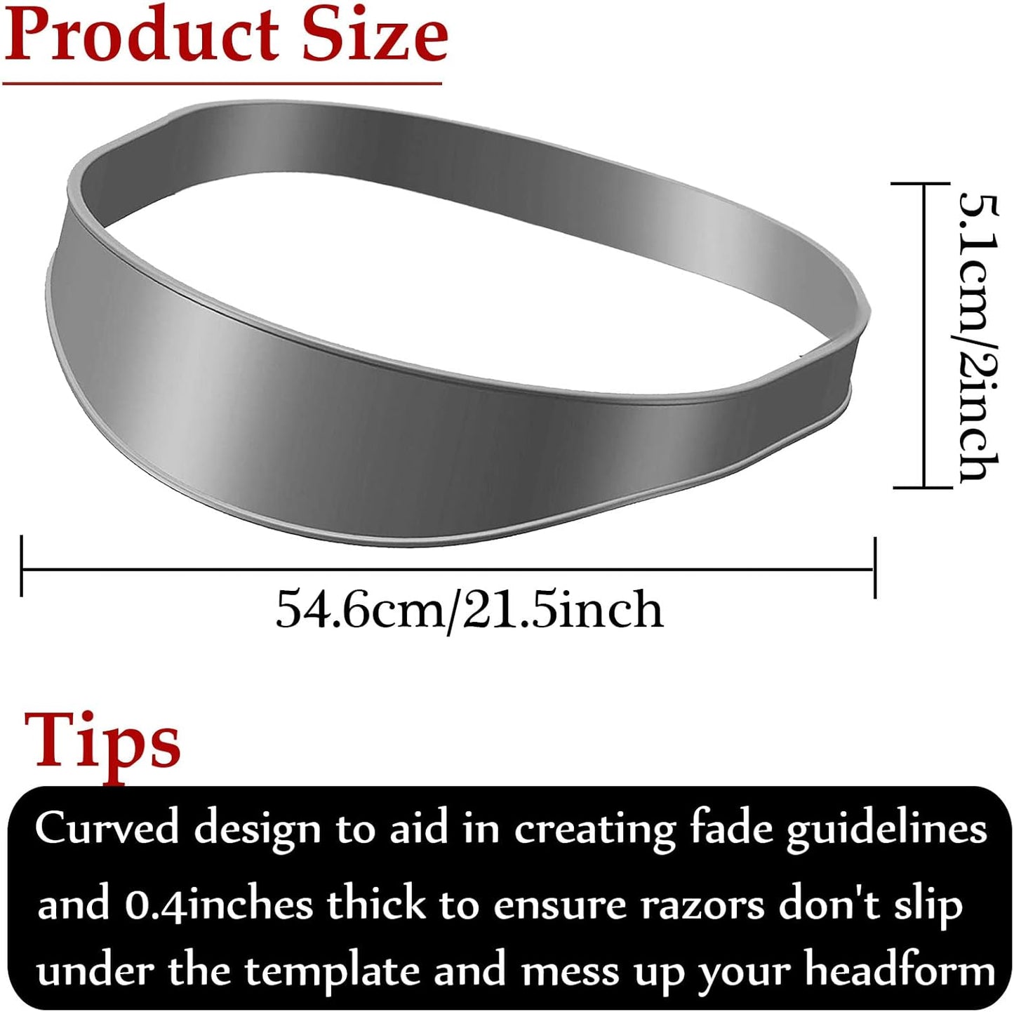 Neckline Shaving Template and Hair Trimming Guide, High-Grade Curved Durable Silicone Haircut Band for DIY Home Haircuts Fade and Taper Guide for Clippers-Gray