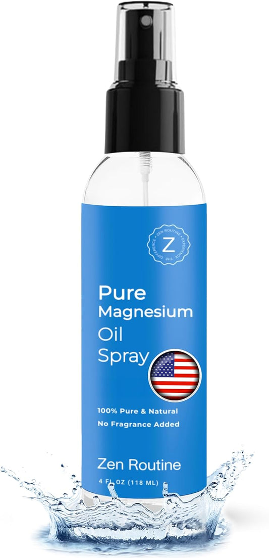 Pure Magnesium Oil Spray – 4oz (Single) Organic USP Grade, Topical Magnesium Spray for Feet, Leg Cramps, Weight Management, Aceite de Magnesio, Natural Salt & Ancient Minerals – Made in The USA