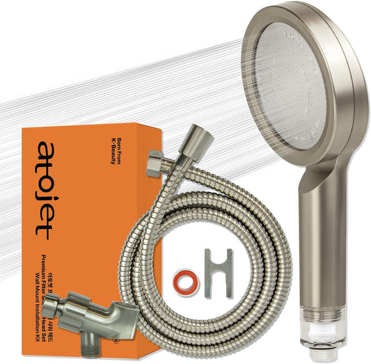 Premium Filter Showerhead Designed With Korea's Luxury Beauty Philosophy - Carbon Composite Filter | Single 1 month Set (Hose, Mount, Teflon Tape, Wrench) (JNE300N-SET-SNG)