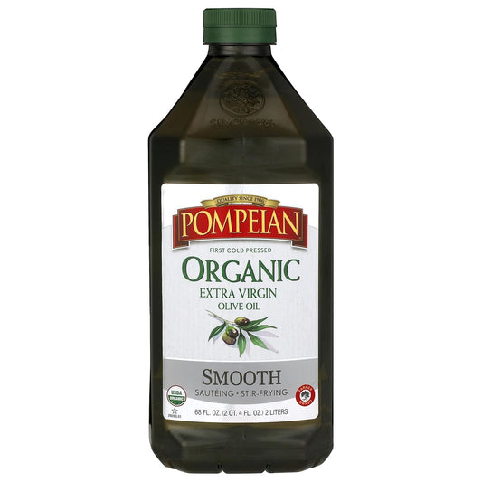 Pompeian USDA Organic Smooth Extra Virgin Olive Oil, Contains Polyphenols, First Cold Pressed, 68 Fl Oz