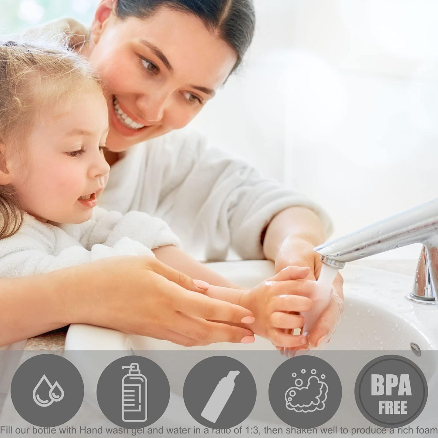 Lil Ray 2 Oz Empty Black Foam Pump Bottle, Foamer Soap Dispenser for Lash Shampoo, Hand Soap, Foaming Cleaner(Rose Gold Pump, 12 PCS)