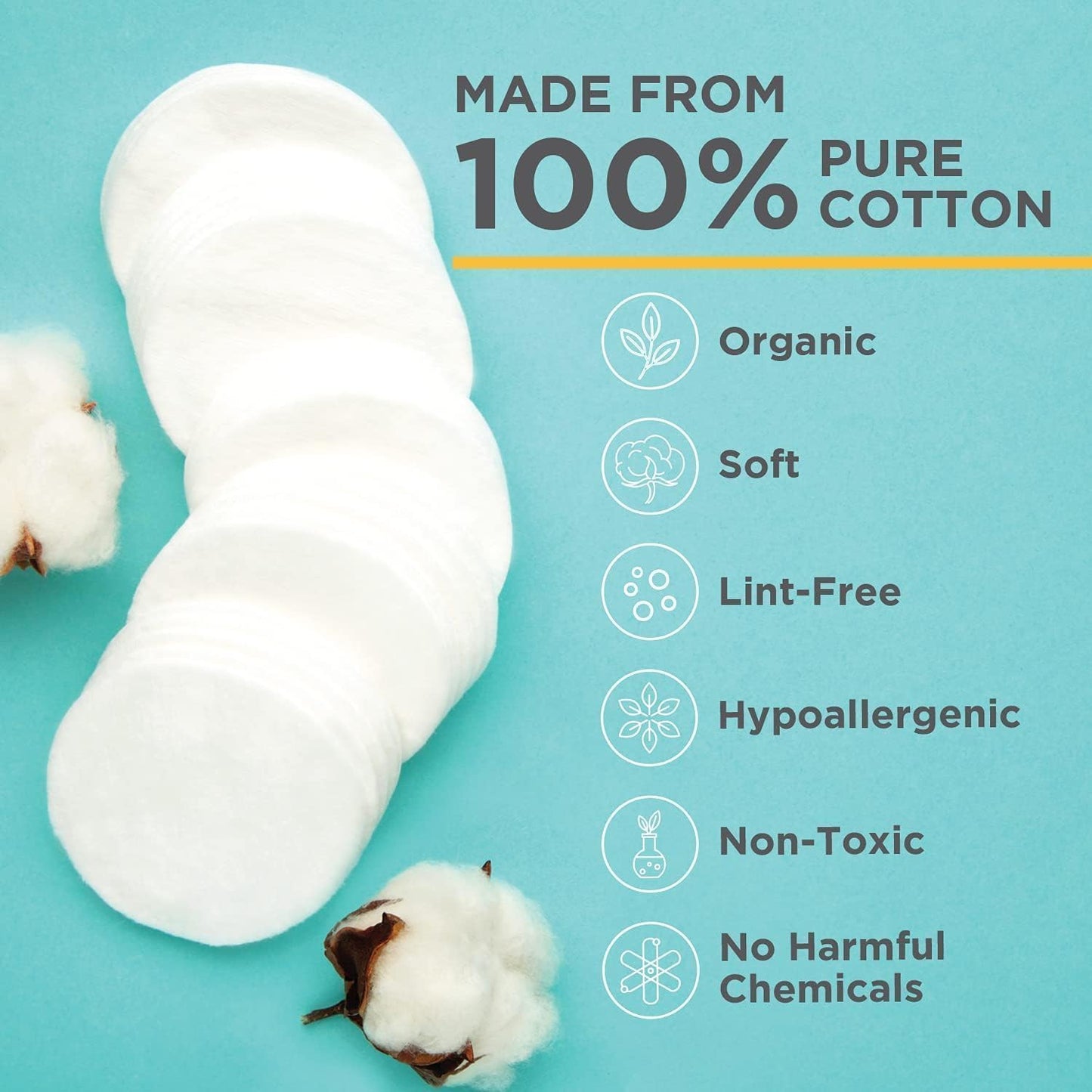NOLEO Organic Cotton Rounds, Small 2″ Pressed & Lint-Free, Biodegradable & Compostable, 100-Count – Makeup Remover & Skincare Pads