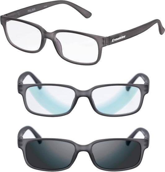 Croakies Palma Photochromic Eyewear | UV400 Sunglass and Bluelight Protective Eyeglass For Outdoor and HEV Devices | Bundle
