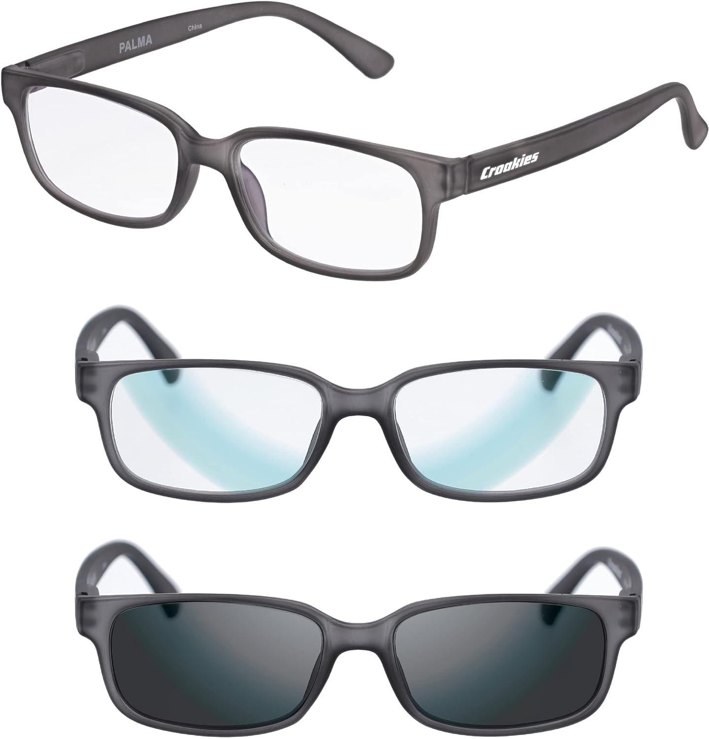 Croakies Palma Photochromic Progressive Eyewear | UV400 Sunglass for Outdoor | Bluelight Eyeglass for HEV Devices | Bundle