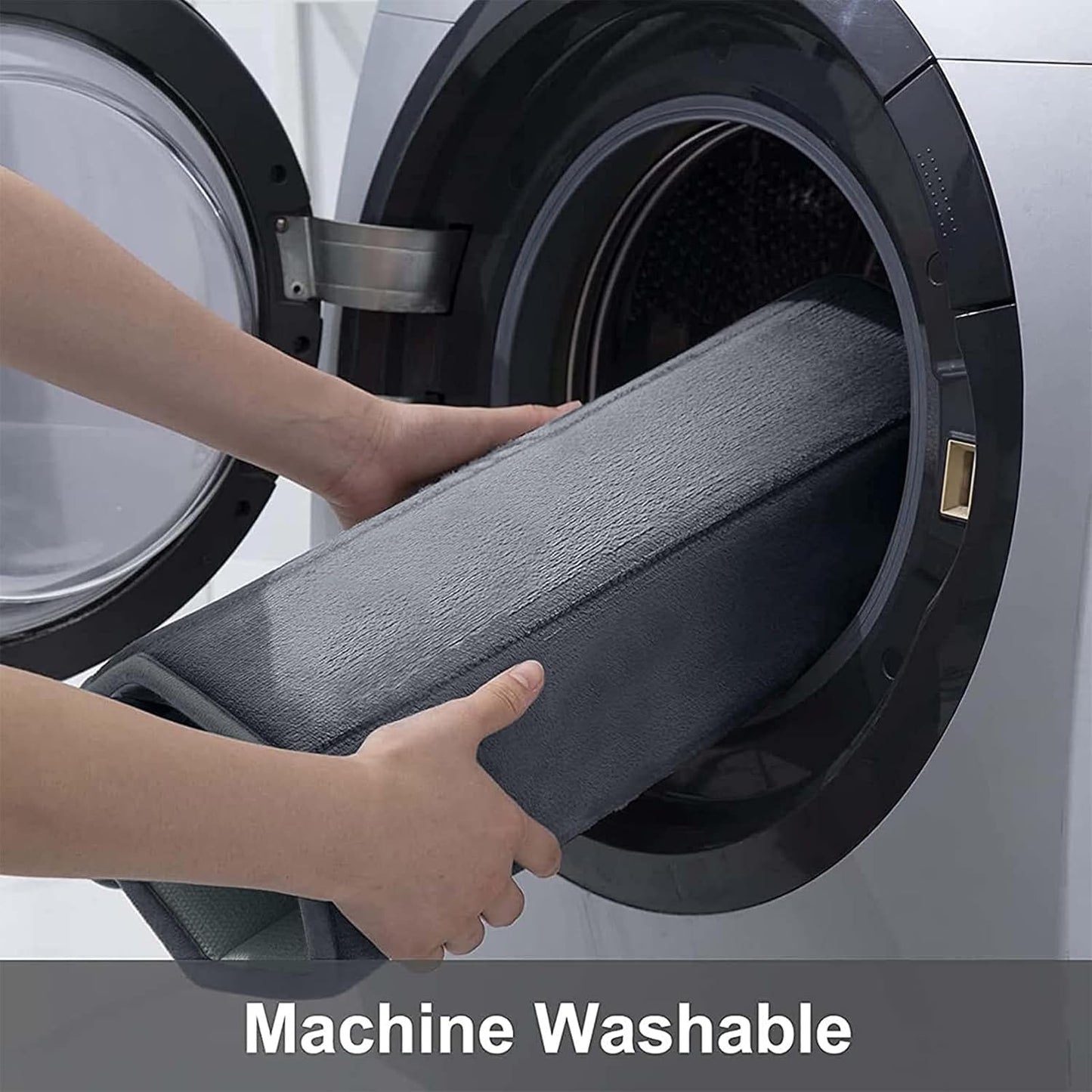 Buganda Memory Foam Bath Mat, 47" x 17", Ultra Soft and Non-Slip Bathroom Rugs, Water Absorbent and Machine Washable Bath Rug Runner for Bathroom, Shower, and Tub, Dark Grey