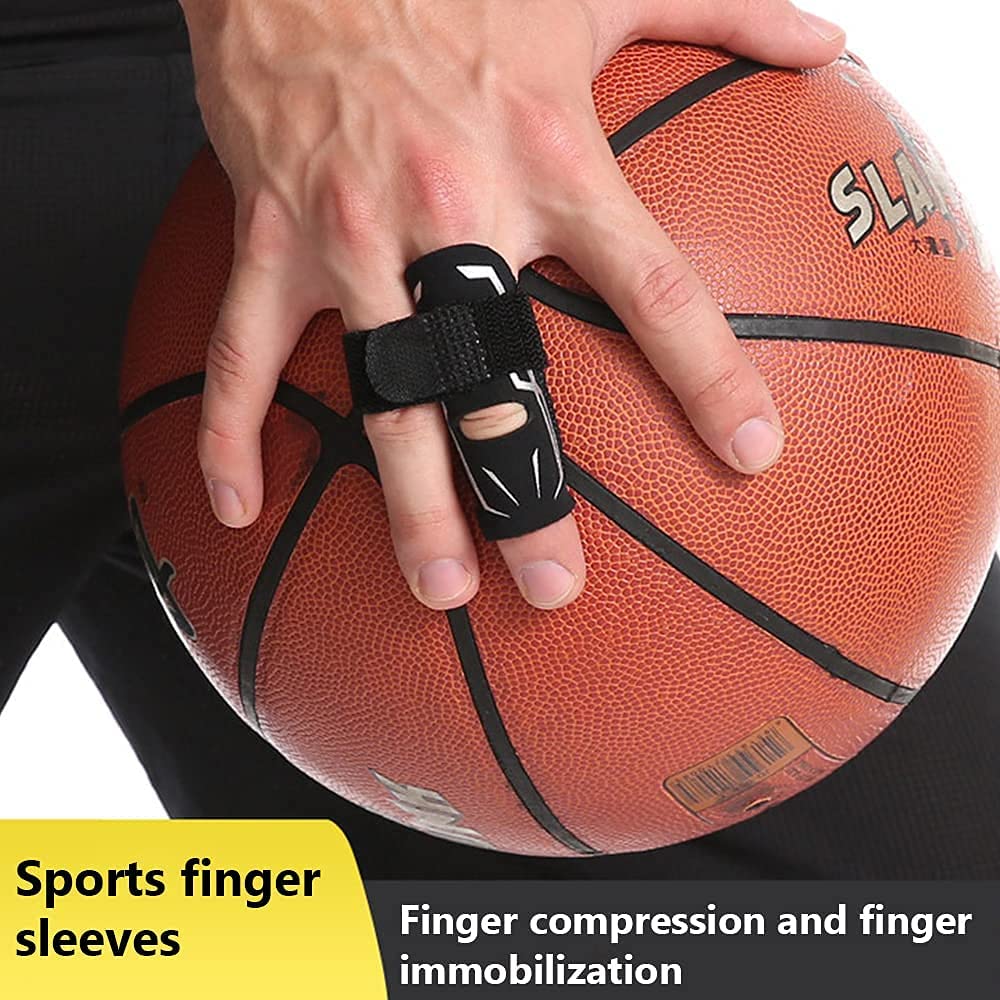 Finger Splint Finger Support Adjustable Elastic Compression Finger Sleeves Finger Brace Relieve Joint Pain Finger Guard Sport Finger Protector for Basketball Volleyball Tennis Baseball - L