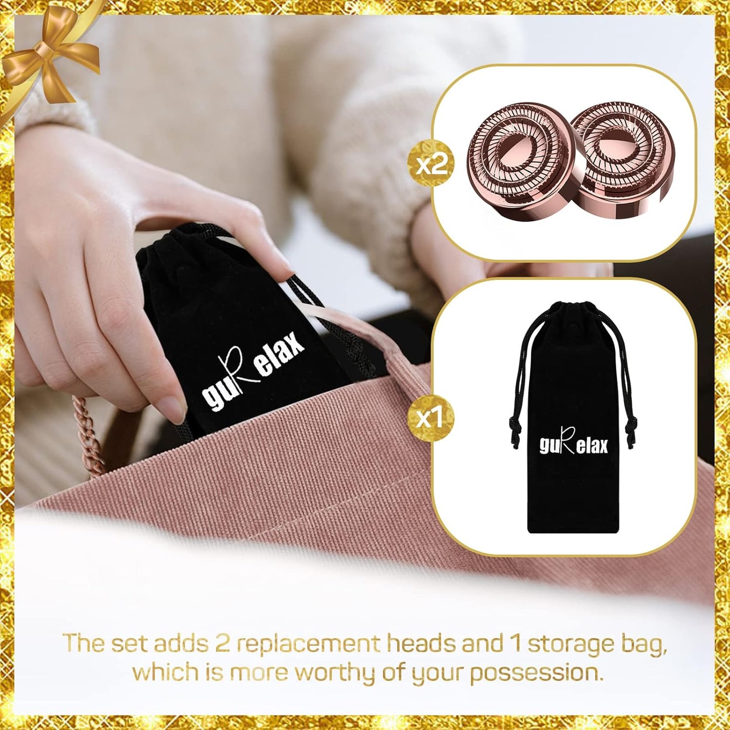 Facial Hair Removal for Women(with 2 x Replacement Heads),GURELAX Facial Hair Remover, Hair Removal Device, Best Gift for Mom/Wife/Girlfriend