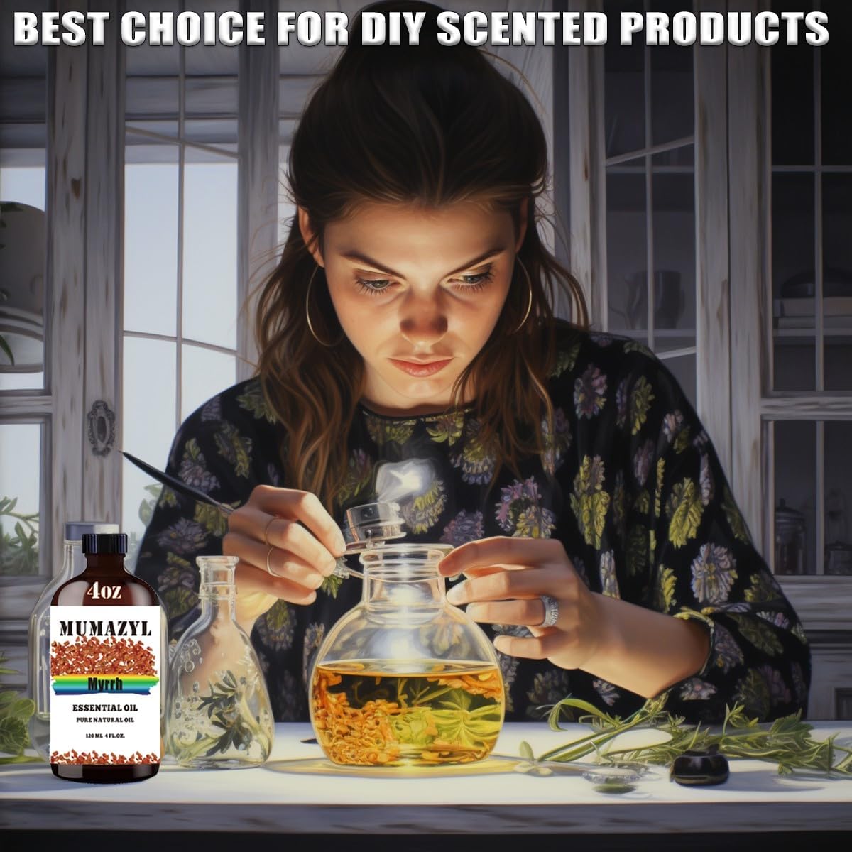 Myrrh Essential Oil, Myrrh Oil 4 Fl Oz 120ML for Diffuser Humidifier Yoga Cleaning DIY Candle Soap Making Essential Oils