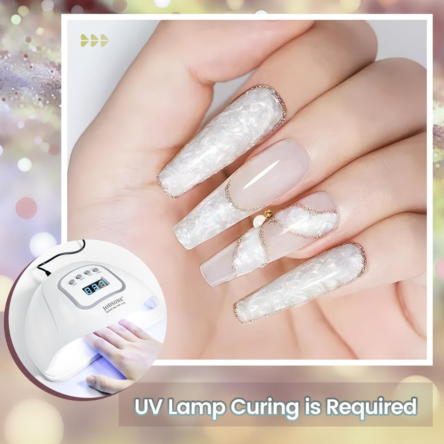 JODSONE 10ml Glitter Gel Nail Polish Set 6 Color Glitter Effect gel polish All Seasons Neutral Soak off LED Lamp Gel Manicure Set for Nail Art