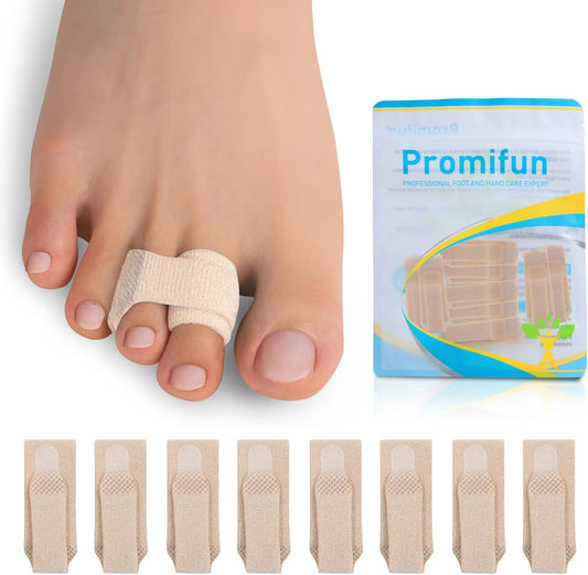 8 Pack Hammer Toe Corrector Toe Splint For Broken Toes,Brace Orthopedic Separator, Cushioned Bandages, Heal Wrap Toe Straighteners for Crooked Toes(brown)