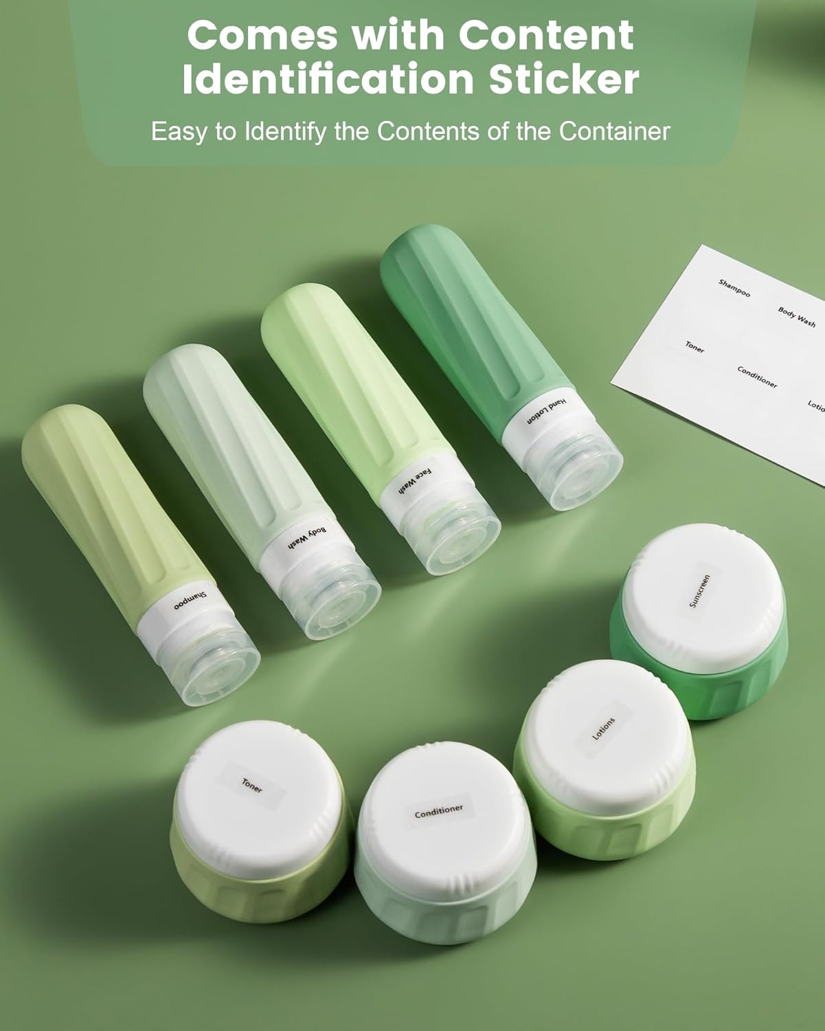 Travel Bottles for Toiletries 8 Pack, Travel Size Toiletries, Tsa Approved Travel Size Containers 3oz, with Travel Essentials Clear Bag, Leak Proof Silicone Squeezable Creams Jars