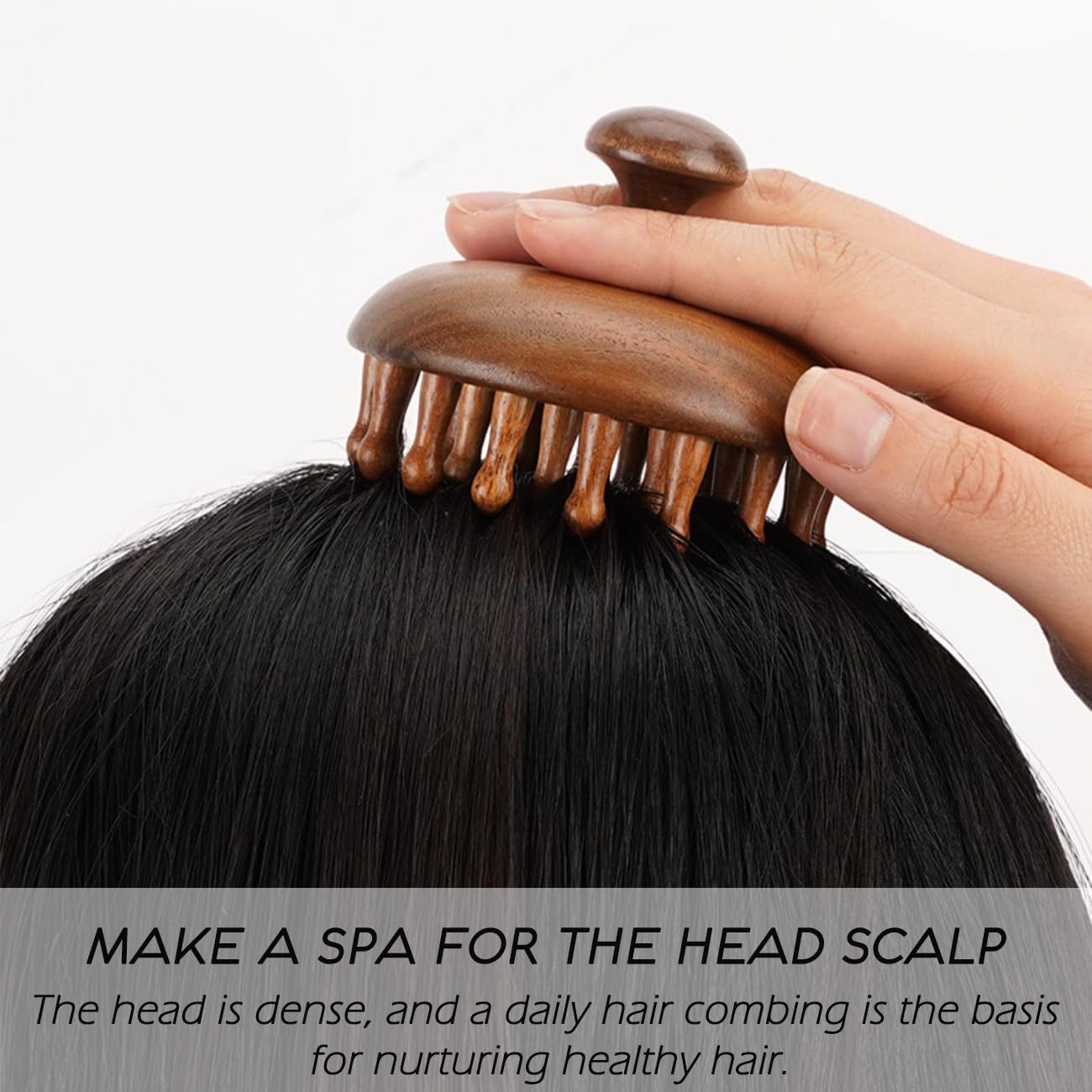 Wooden Comb for Head Scalp Massager Hair Growth, 100% Sandalwood Handmade Hair Comb for Women Men Tension Relief Promote Lymphatic Circulation