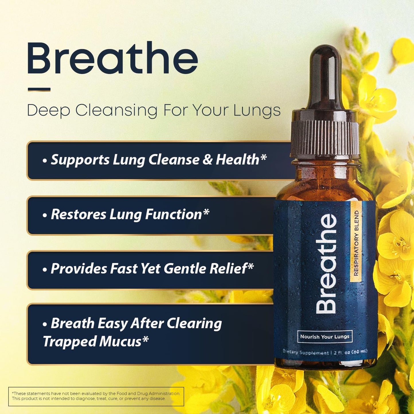BREATHE 8-IN-1 Mullein Drops for Lungs & Airways (1 fl. oz.): Peppermint, Thyme, & Mullein Leaf Extract for Lungs Detox for Smokers - Break up Mucus & Breathe Clear - GMO-Free & Made in USA