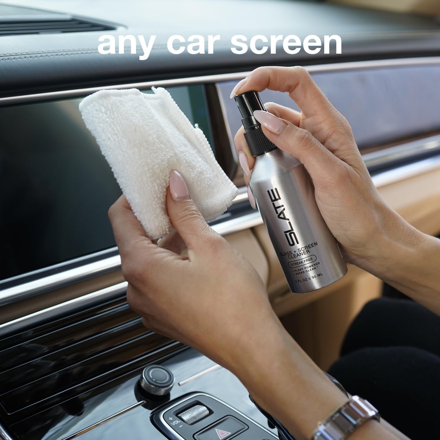 Slate Screen Cleaner Spray and Microfiber Cloth - Streak Free - Cleans Laptop, Computer, Tablet, Phone, TV, and Car Screens, Biodegradable Plant-Based Formula, Touch Safe, 3oz 2-Pack