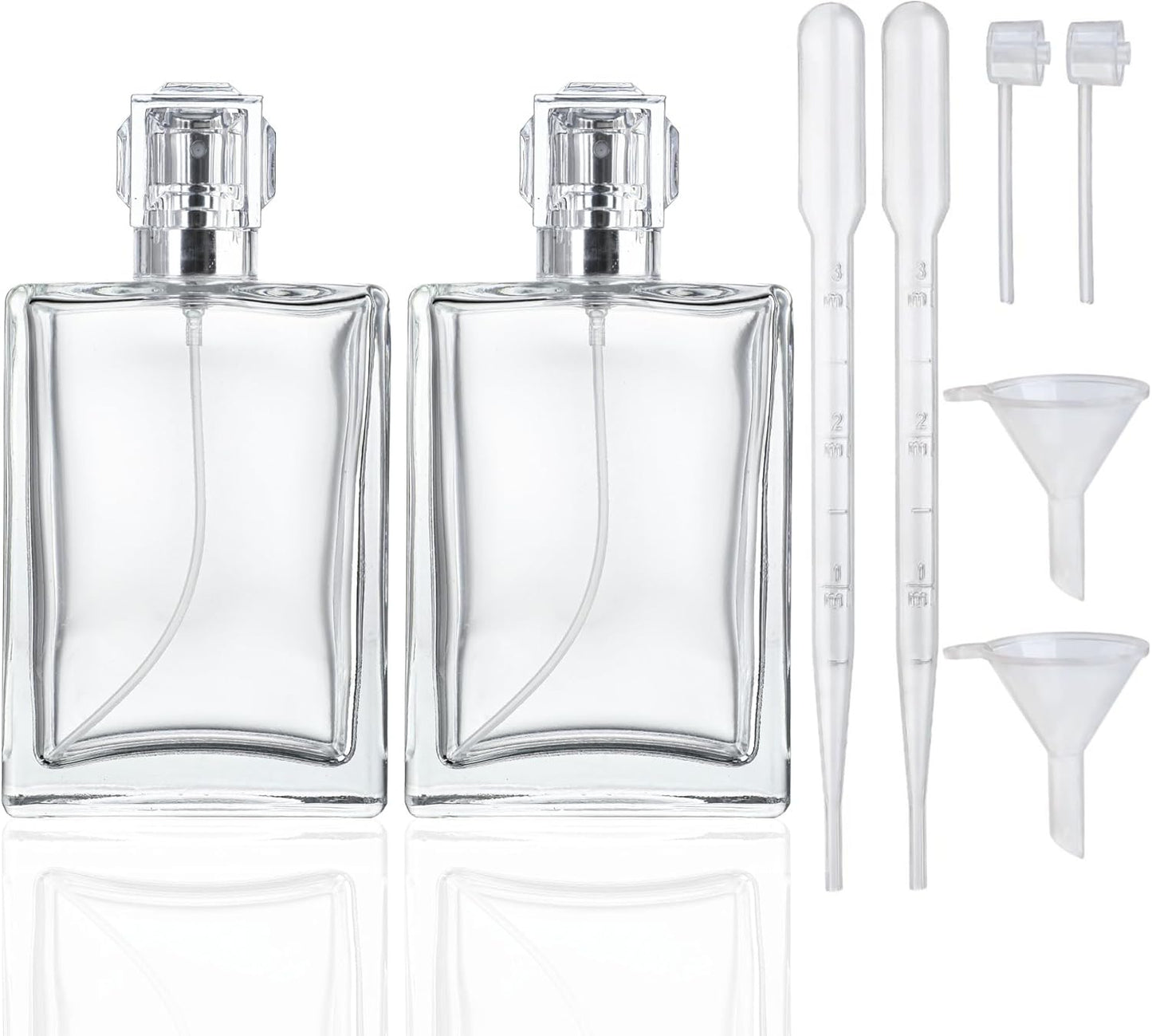 YU FENG Glass Perfume Bottles Empty Spray Refillable Atomizer 2 Pack 100ml/3.4oz(Square)