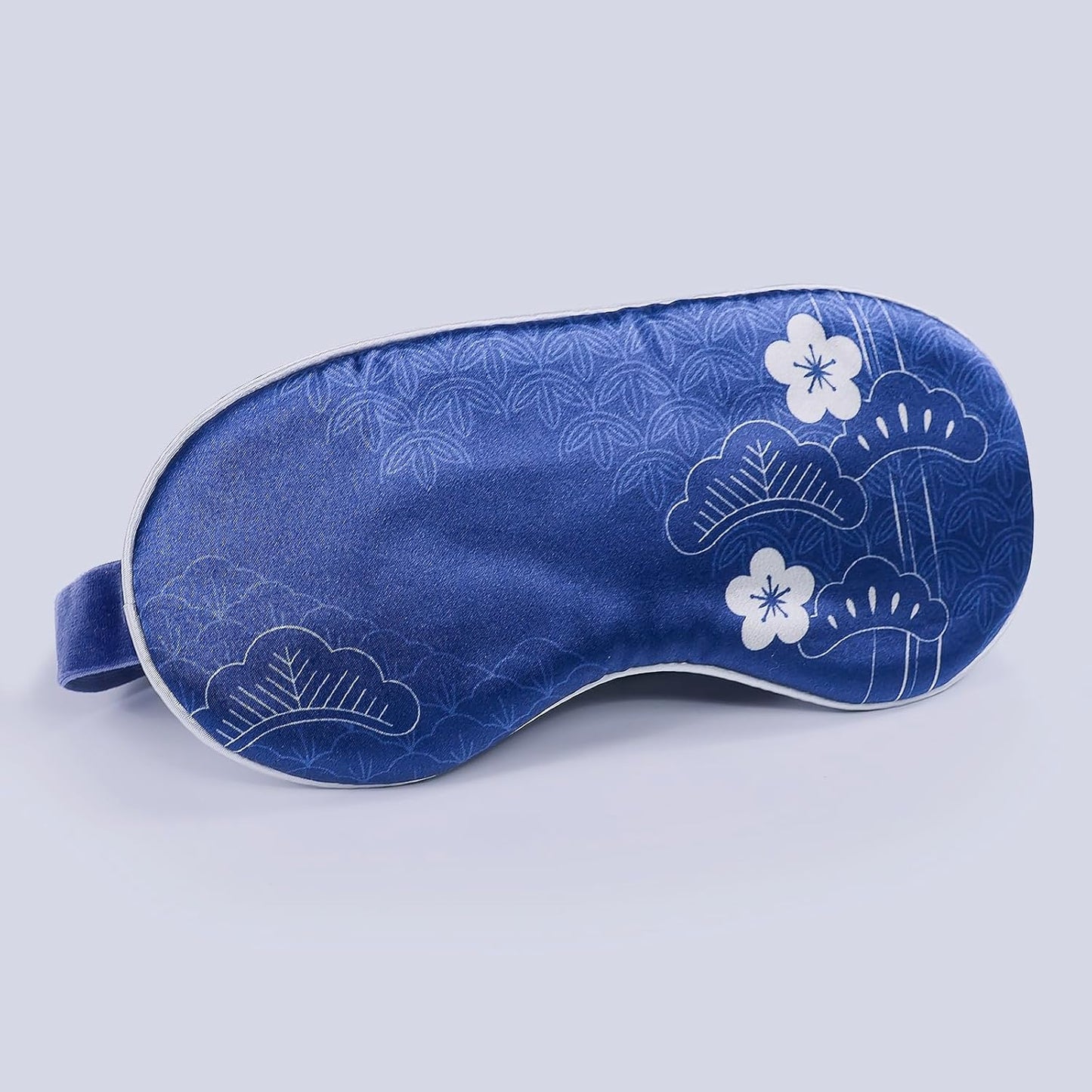Luxury Silk Sleep Mask with 22mm Mulberry Silk, Velvet Elastic Band, Heat Therapy Pocket, and Travel Pouch, Navy Color
