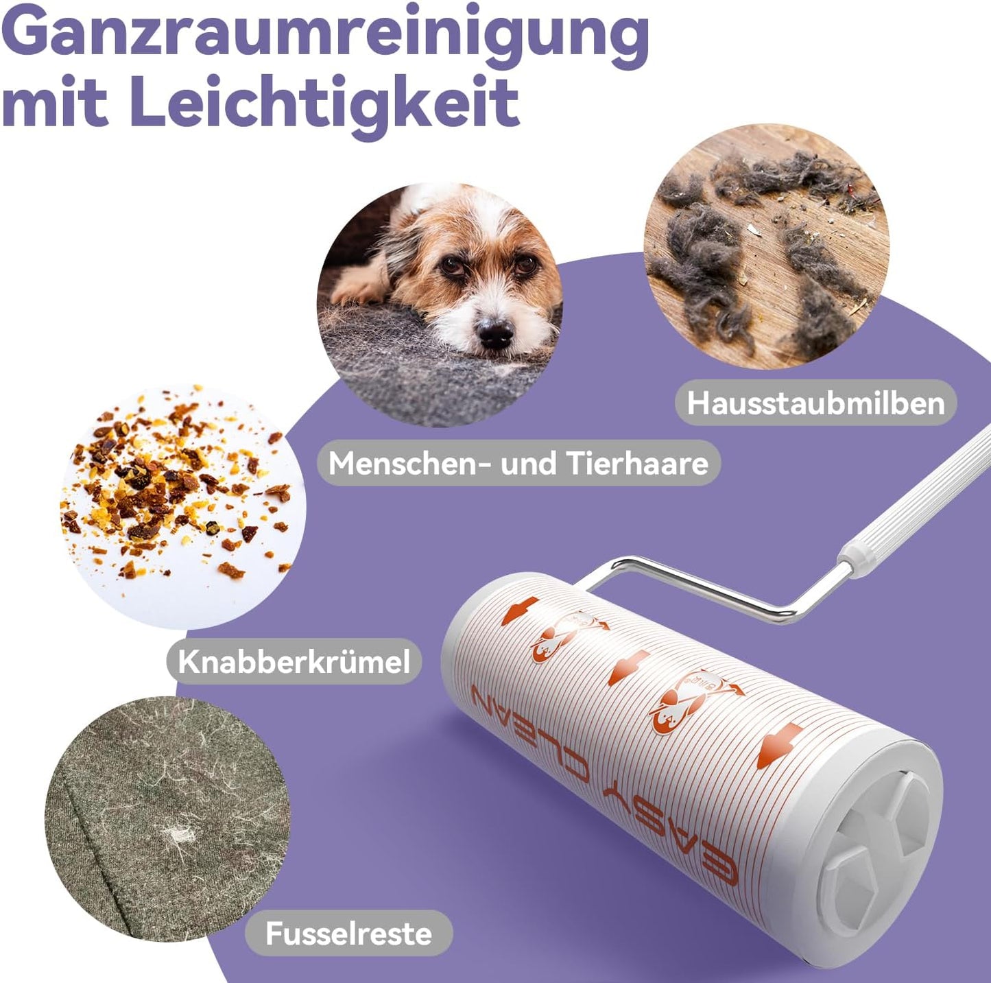 Jumbo Lint Roller,Large Lint Rollers for Pet Hair Extra Sticky Clothes - Ideal for Floors & Carpets, & Debris Removal 50-Sheets 2-Pack with Storage Tray