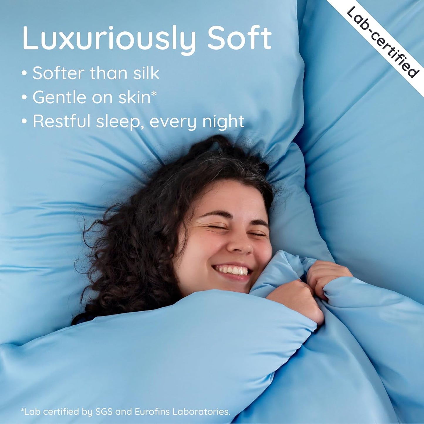 Bambaw 100% Viscose Derived from Bamboo Pillowcases Queen Size – Set of 2 Cooling Pillow Cases Queen Size with Envelope Closure, Super Soft Pillow Cases, Anti Acne Pillow Case (Dream Blue)