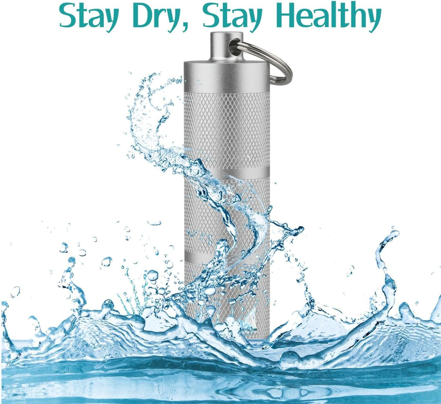 Waterproof Keychain Pill Holder - Compact, Portable, and Secure Pill Box with 3 Compartments - Pocket-Sized Pill Case and Container for Daily Medication on The Go, Sliver