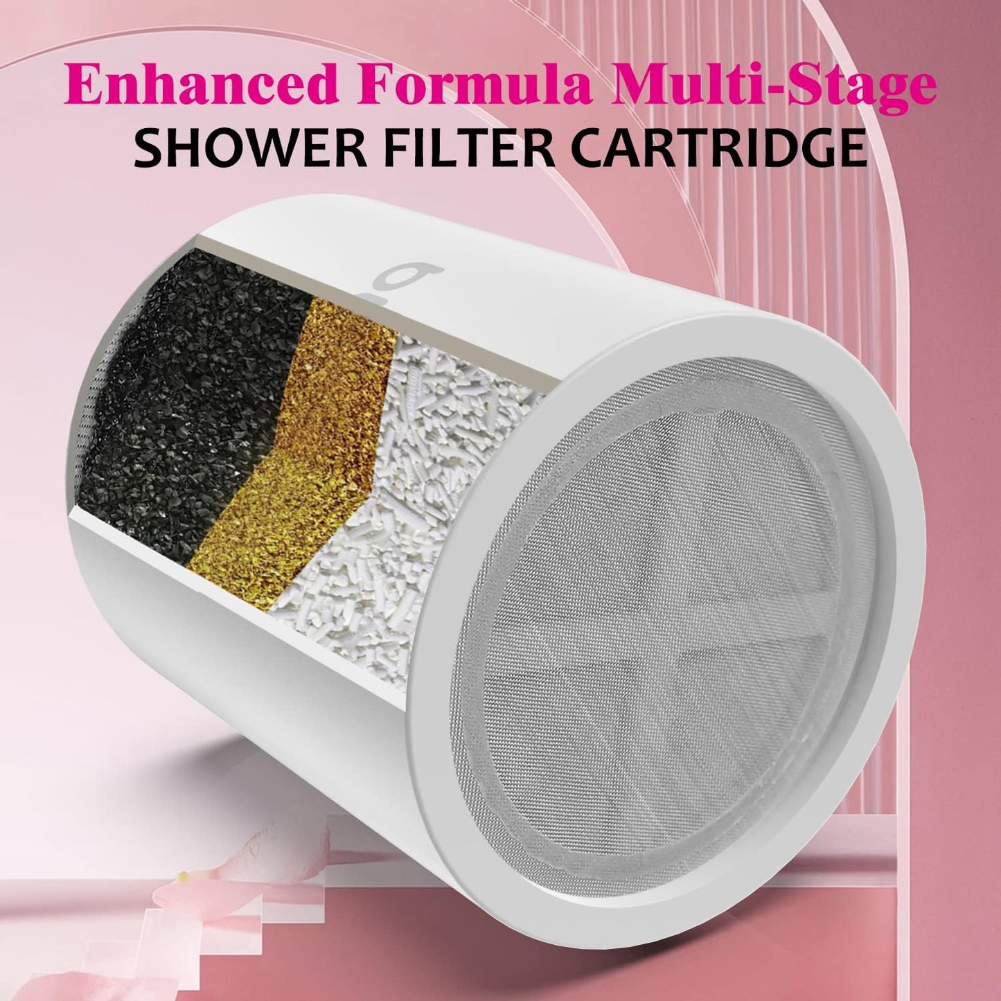 Enhanced Formula Multi-Stage Shower Filter Cartridge,Universal replacement filter cartridge, Remove Chlorine Heavy Metals and Other Sediments, Reduces Dry Itchy Skin, Dandruff.Pack of 1