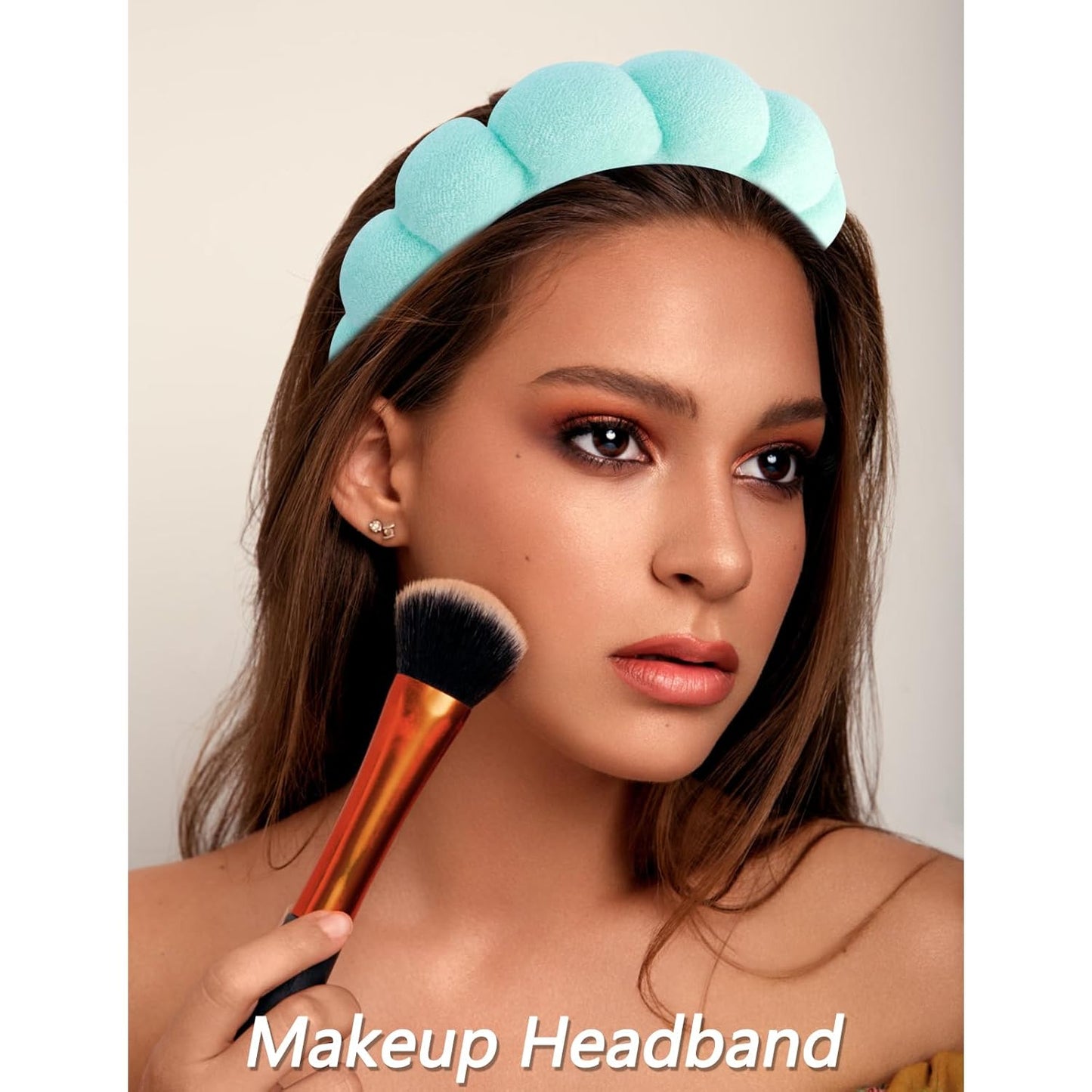 VELSCRUN Spa Headband, Makeup Face Wash Skincare Headbands, 5 Pcs Sponge Get Ready Snail Hairband Facial Wristband Hair Clip Set, Stuff for Teen Girls Women Trendy Hair Accessories Light Green