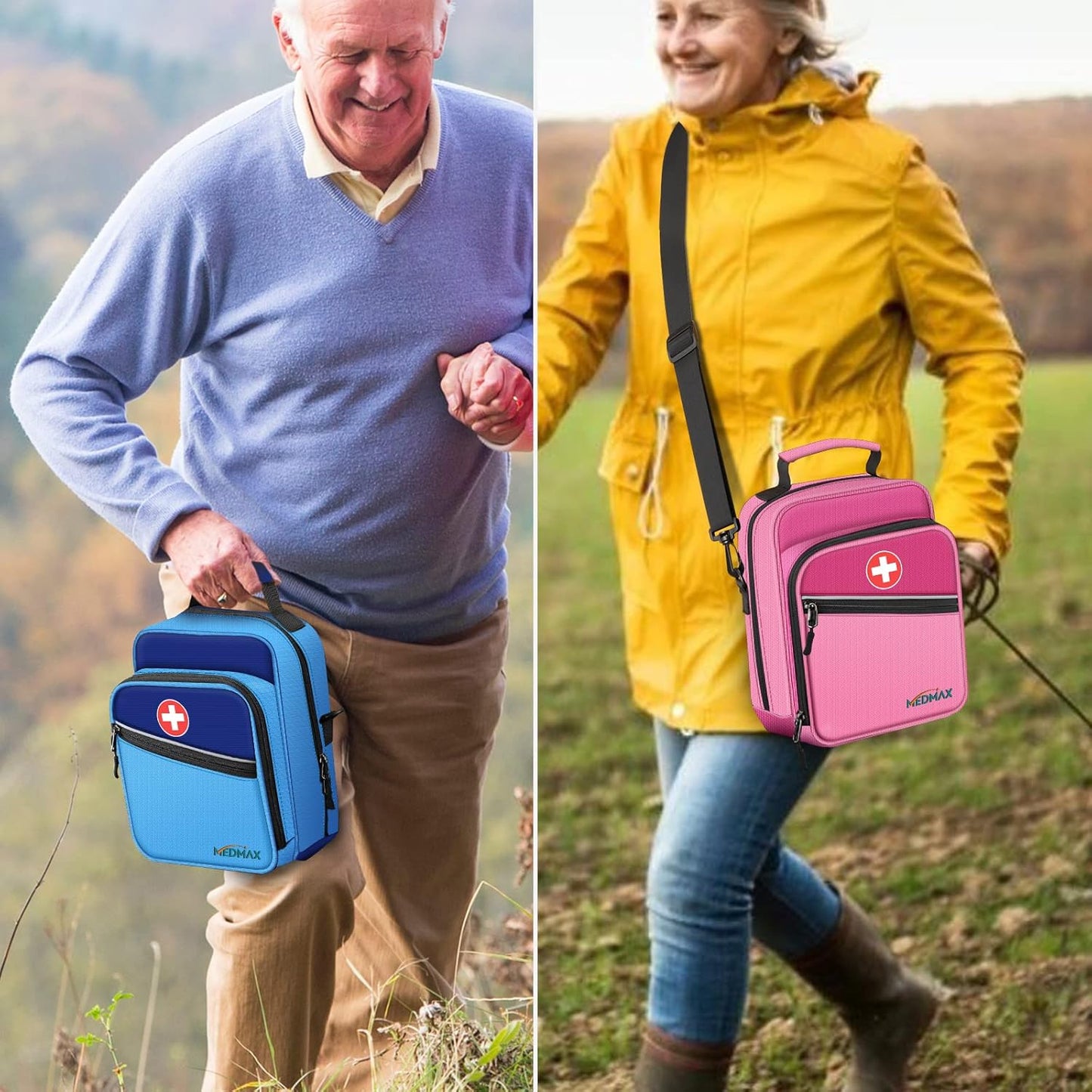 Insulin Cooler EpiPen Carrying Case Insulated, Travel Medication Diabetes Supplies Organizer Bag with Shoulder Strap for Asthma Inhaler, Auvi-Q, Allergy Medicine Essentials (Blue)