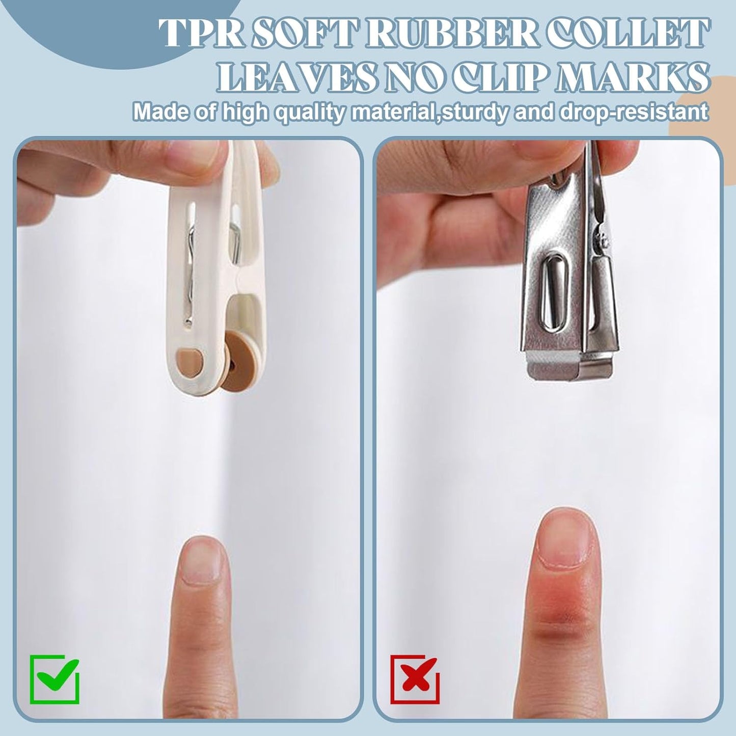 24 Pack Plastic Clothes Pins Heavy Duty Clothespins for Laundry, 2.36 Inch Clothesline Clips Clothes Pegs with No Trace Design, Windproof Clothes Clips for Hanging Clothes, Socks, Towel, Snack (Khaki)