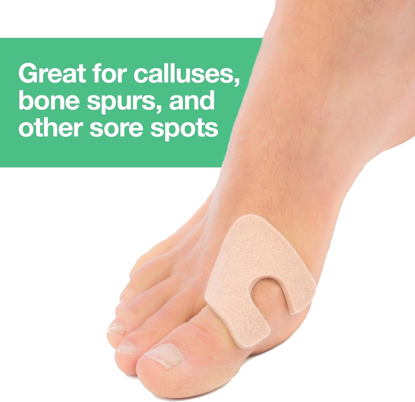 ZenToes Callus Pads | U-Shaped Design Moleskin Blister Pads | Self-Stick Adhesive Felt All Day Comfort Cushions for Calluses and Corns | Reduce Pressure and Friction | 48 Count (Beige)