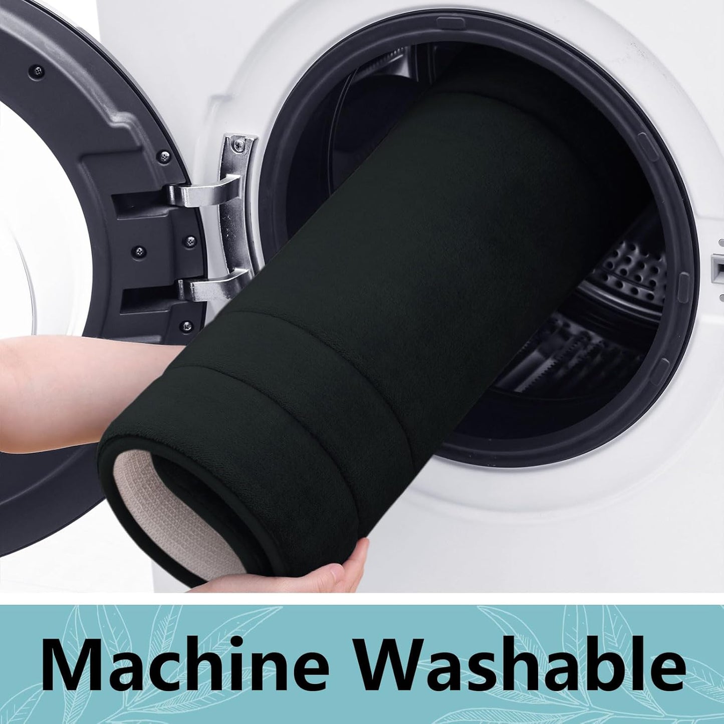 Arotive Memory Foam Bathroom Rug Mat 47x24, Ultra Soft and Absorbent Bath Mat, Machine Wash Dry, Comfortable Bath Rug Carpet for Bathroom Floor, Tub and Shower, Black