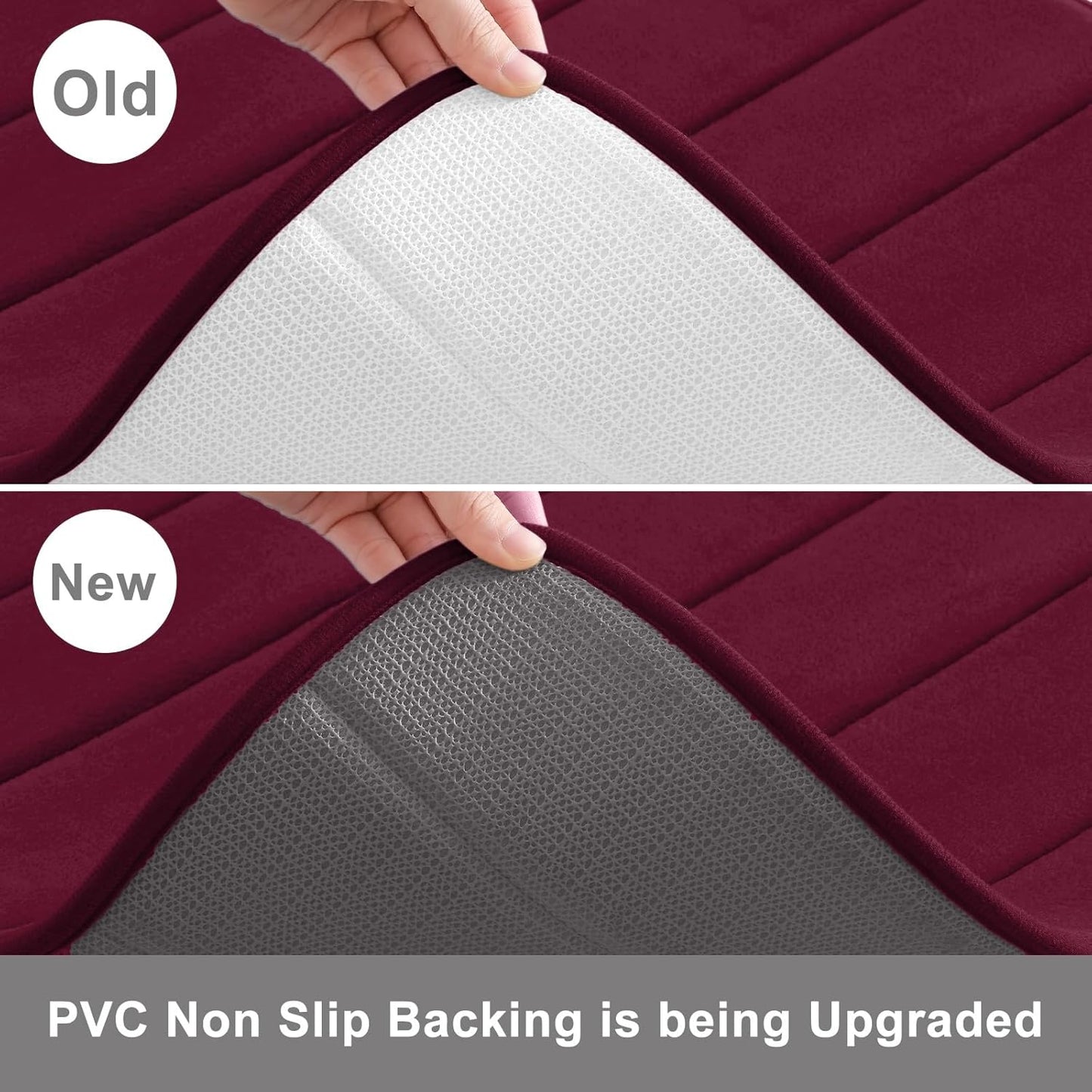 Buganda Memory Foam Bath Mat, 35.4" x 24", Ultra Soft and Non-Slip Bathroom Rugs, Water Absorbent and Machine Washable Bath Rug Runner for Bathroom, Shower, and Tub, Burgundy