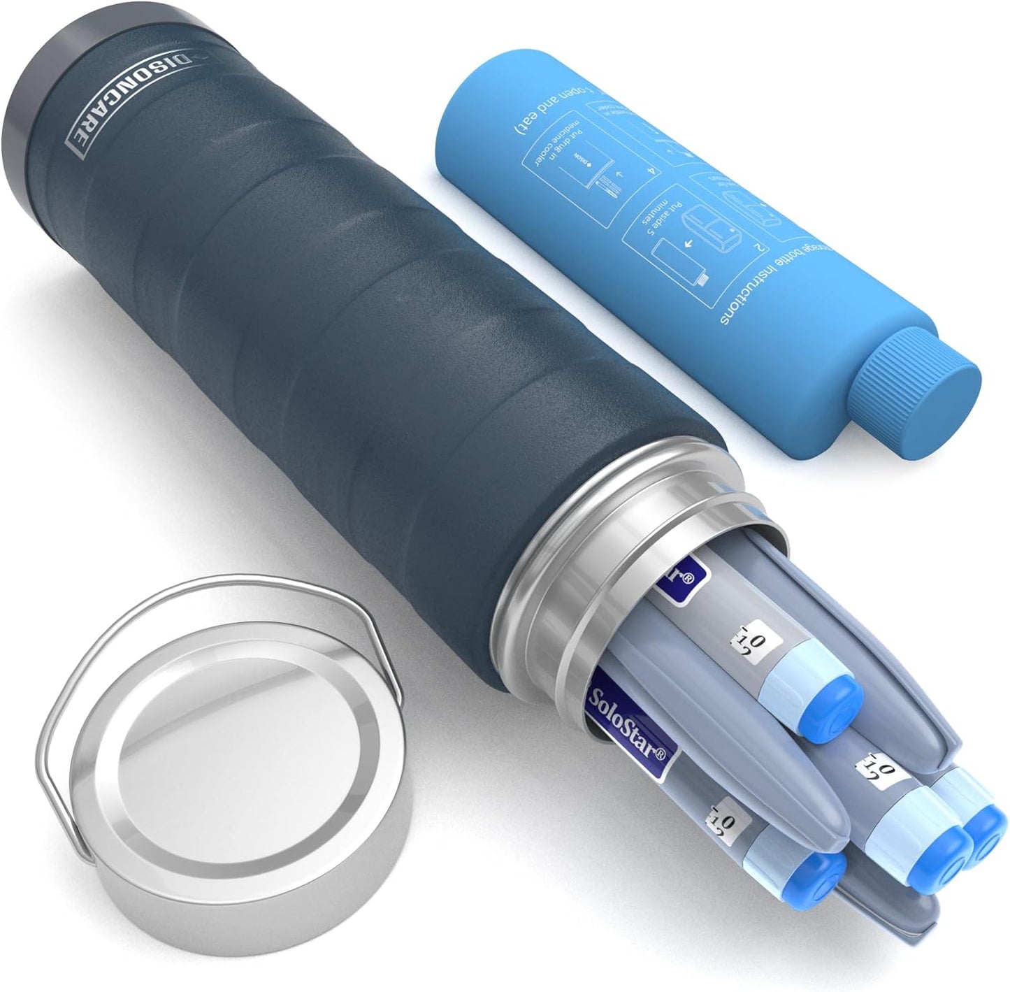 DISONCARE Intercontinental 74H 7 Insulin Pens Cooler Travel Case Medical Travel Diabetes Medicine For Traveling TSA Approved Ice Pack Medication Diabetic Gifts With QR Medical ID(Navy Blue)