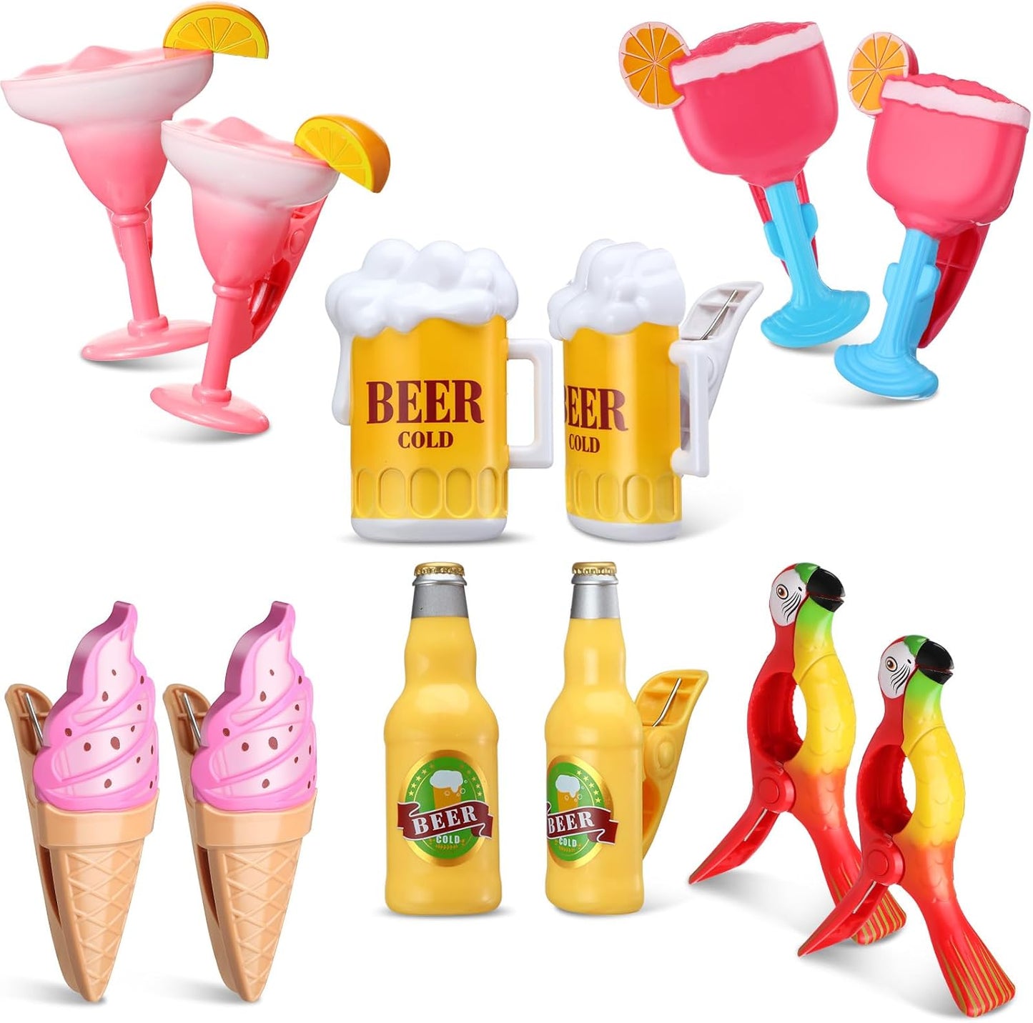 Honoson 12 Pcs Beach Towel Clips Beach Chairs Clips Plastic Swimming Pool Towel Holders Jumbo Size Funny Clothespins for Patio Holiday Pool Blanket Decoration (Vibrant)