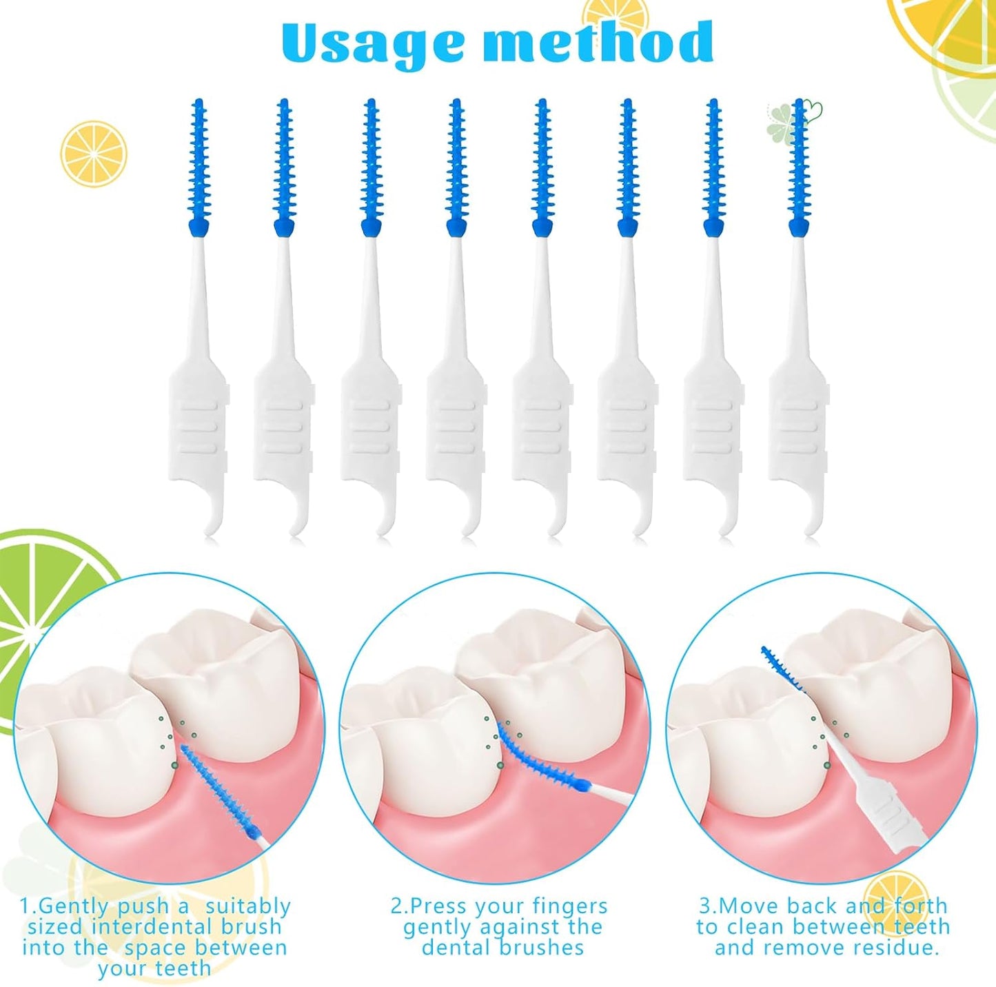 250 Pieces Dental Floss Picks, Silicone Interdental Brushes with Case Dental Brushes Dental Picks Blue Tooth Floss Picks for Teeth Cleaning(Blue)