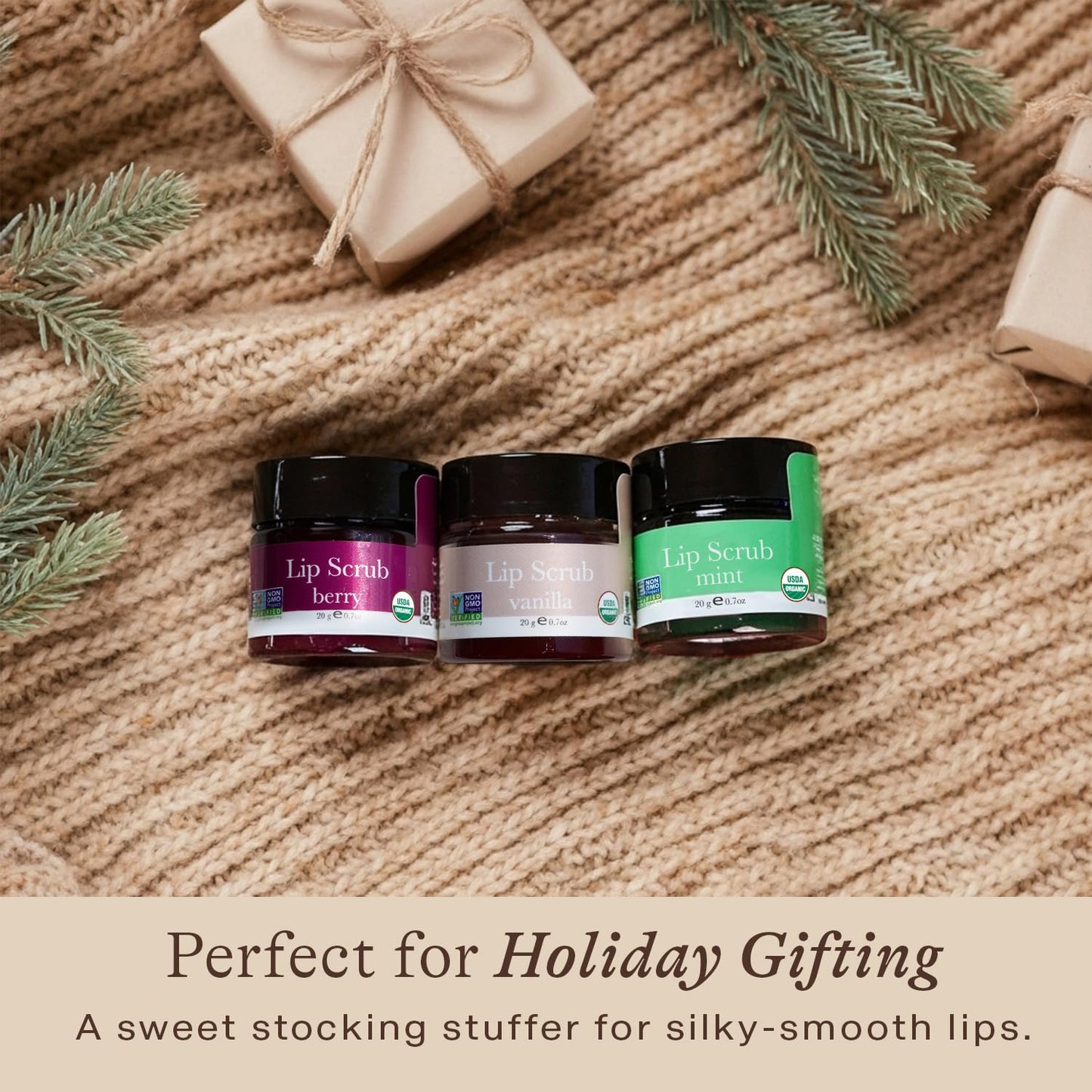 USDA Organic Lip Scrub Vanilla - USA Made with Natural Ingredients, Moisturizing Scrub Exfoliator for Dry Lips, Lip Sugar Scrubber Exfoliator for Smooth Lips, Small Beauty Gifts