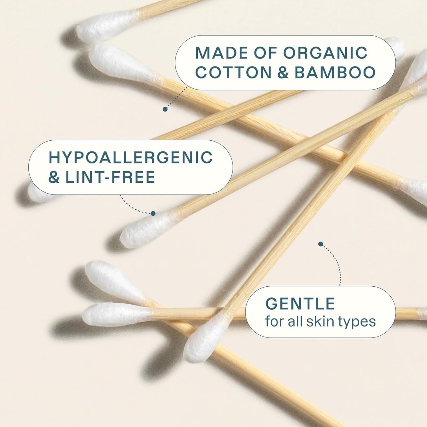 Cliganic Organic Bamboo Cotton Swabs, 200 Count - 100% Pure Natural Cotton, Chlorine-Free Hypoallergenic, Soft, Gentle & Absorbent Buds