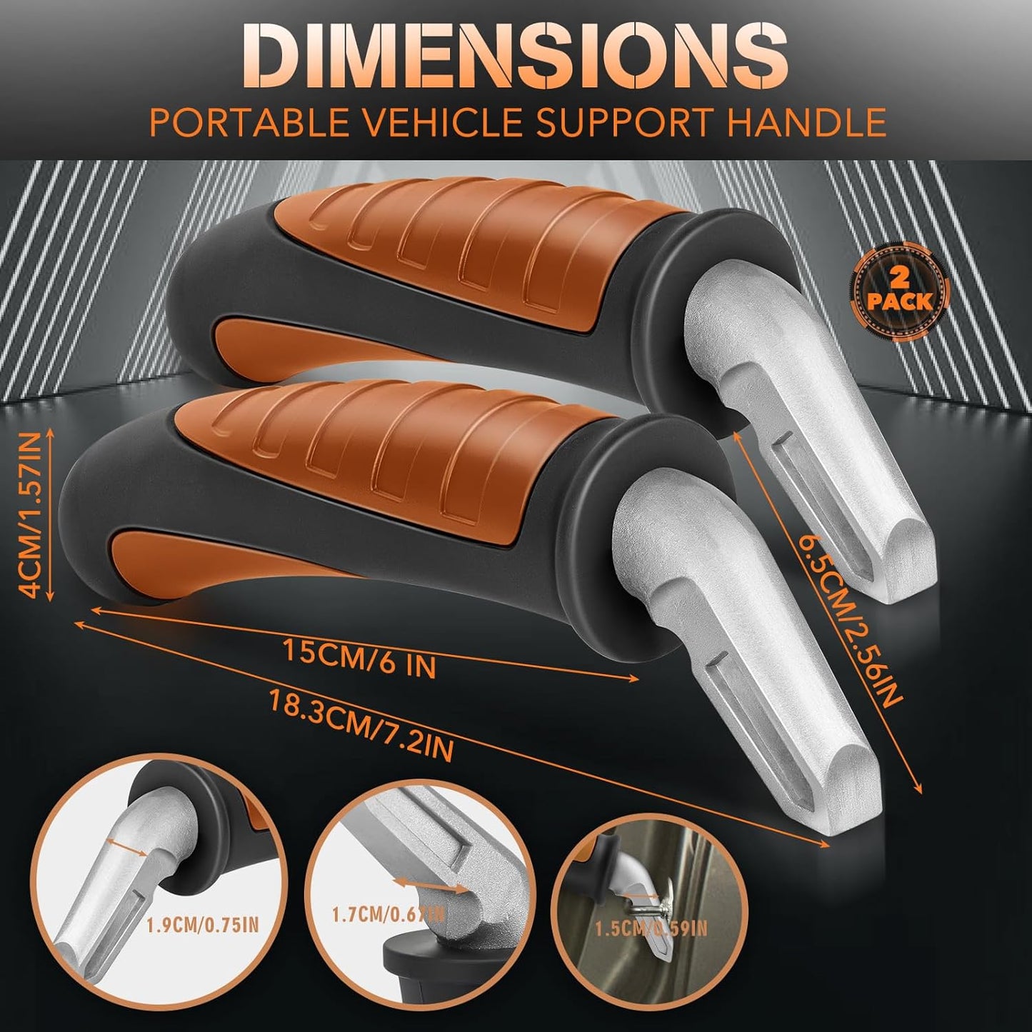 Car Door Handle for Elderly Car Handle Assist Support, Portable Auto Grab Handles for Handicap Seniors, Black and Orange 2 Pcs