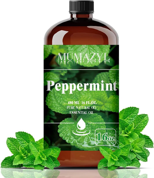 Peppermint Essential Oil, Peppermint Oil 16 Fl Oz 480ML for Diffuser Humidifier Yoga Cleaning DIY Candle Soap Making Essential Oils