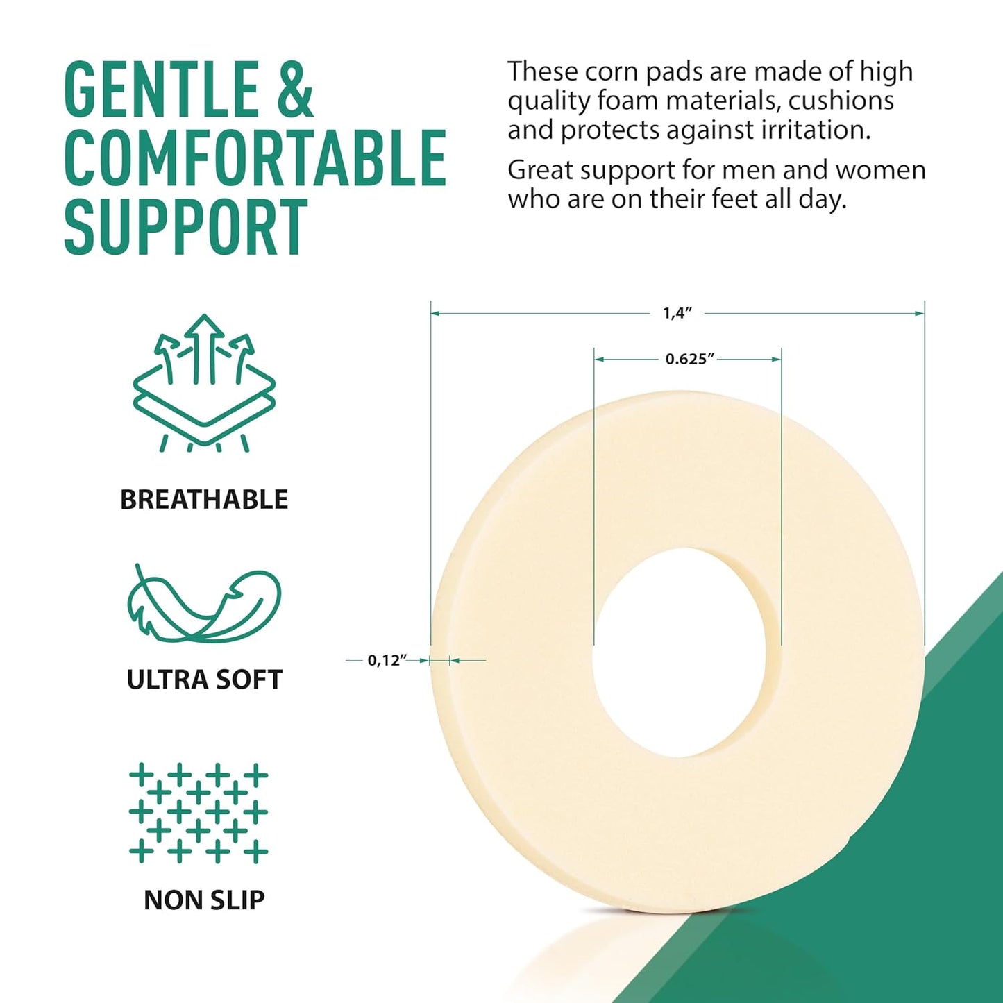 Callus Cushions Pads, 60-Count, Prevents Calluses, Corns, blisters and mosquito bites on feet from pressure and friction, Round Soft Foam, Beige Skin color (Regular For Foot)