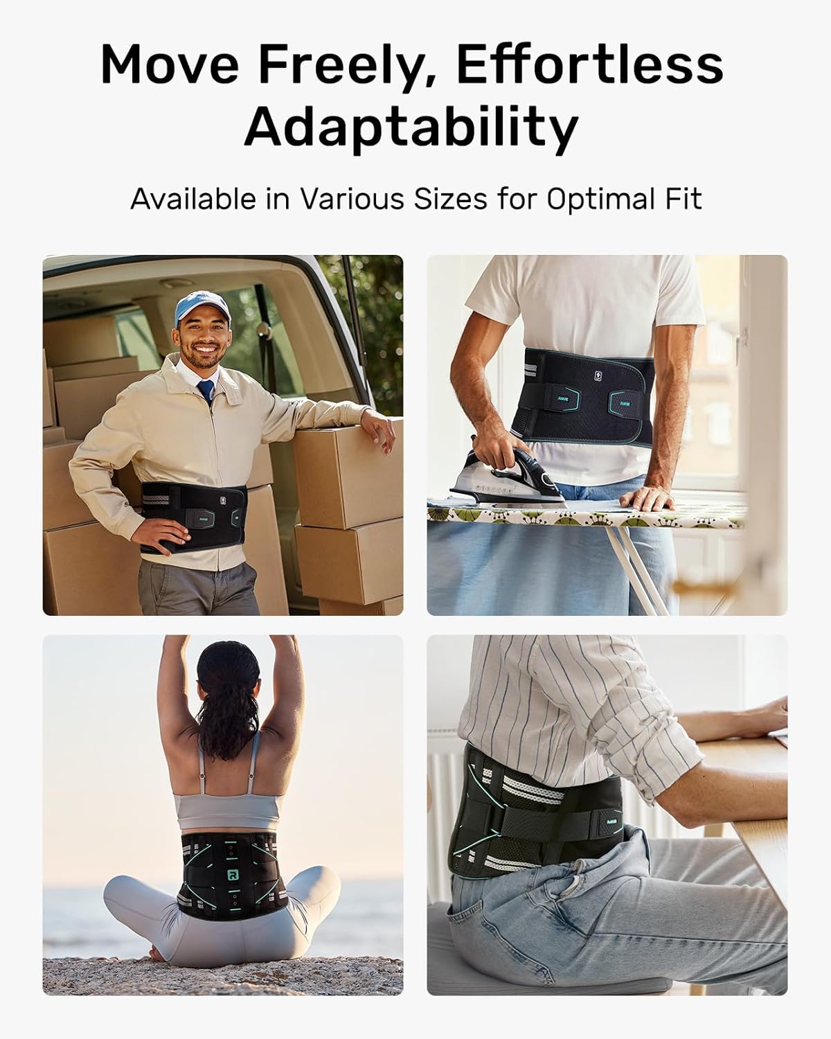 Back Brace for Lower Back Pain Relief for Women Men, Elastic Back Support Belt with 8 Stays and 3200 Uses Touch Fastener for Lifting at Work, Breathable Soft Lumbar Support with Removable 3D Compression Pad (Blue, Large)