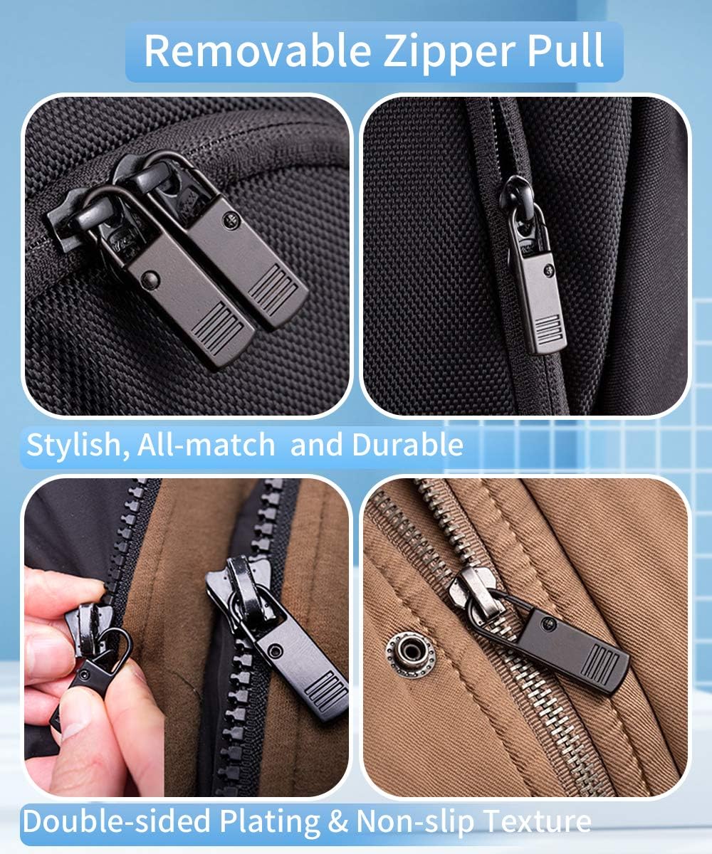 Zipper Pull, Universal Zipper Pull Replacement, Broken Replacement Zippers Pull (20 Pcs), Black Zippers Pull Handle for Jackets, Luggage, Backpacks, Purses, Boots, Pants, Tents, (3 Styles 4 Sizes)