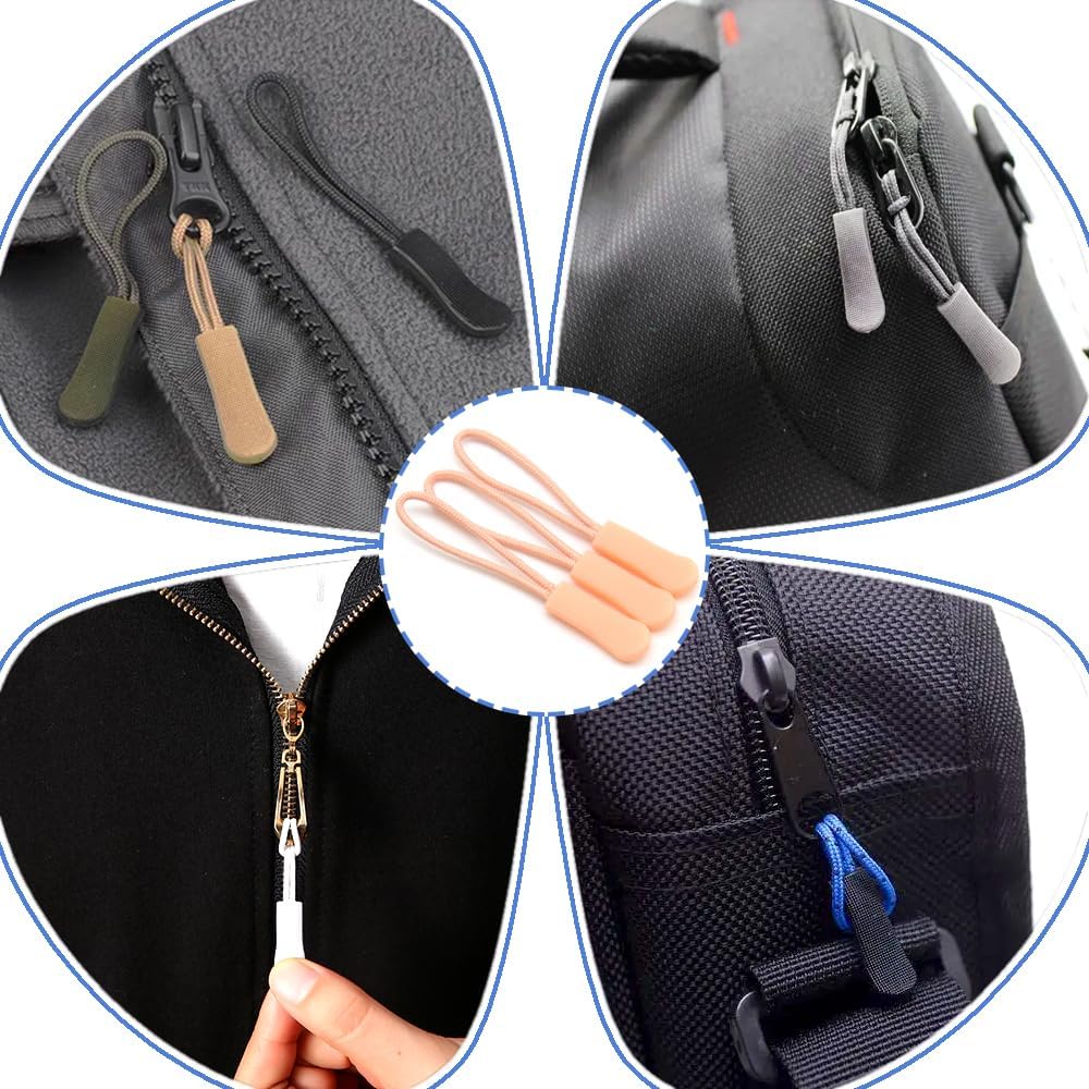 Ruidee 50 Pieces Zipper Pulls Zipper Tabs Zipper Pull Cord Extender Replacement Zipper Pulls for Backpacks, Jackets, Luggage, Purses, Handbags(Light Flesh Pink)