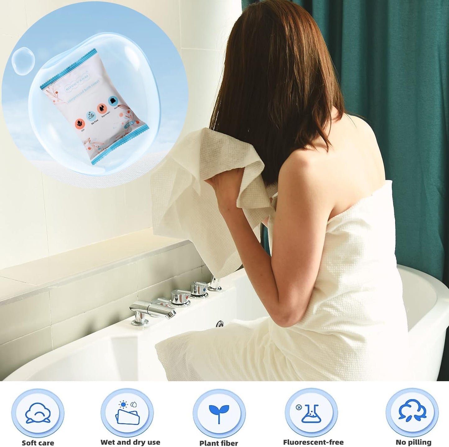 12 Packs Large Compressed Towel 56'' x 28'' Disposable Cotton Bath Towels Portable Thick Paper Towel Reusable Suitable for Hiking Camping Beach Swimming and Traveling (12)