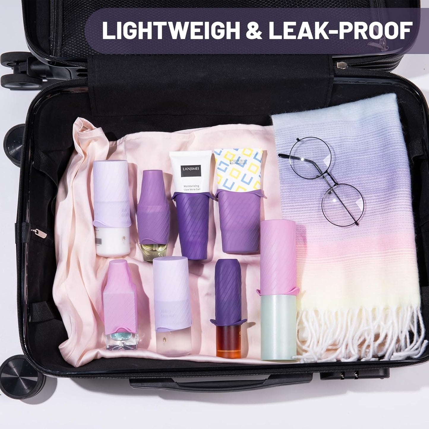 Bottle Covers for Travel, Leak Proofing, Travel Size Container Silicone toiletry sleeves, Leak Locks Travel Accessories for Shampoo Wash Body Bottles and other beauty and personal care(8pcs)