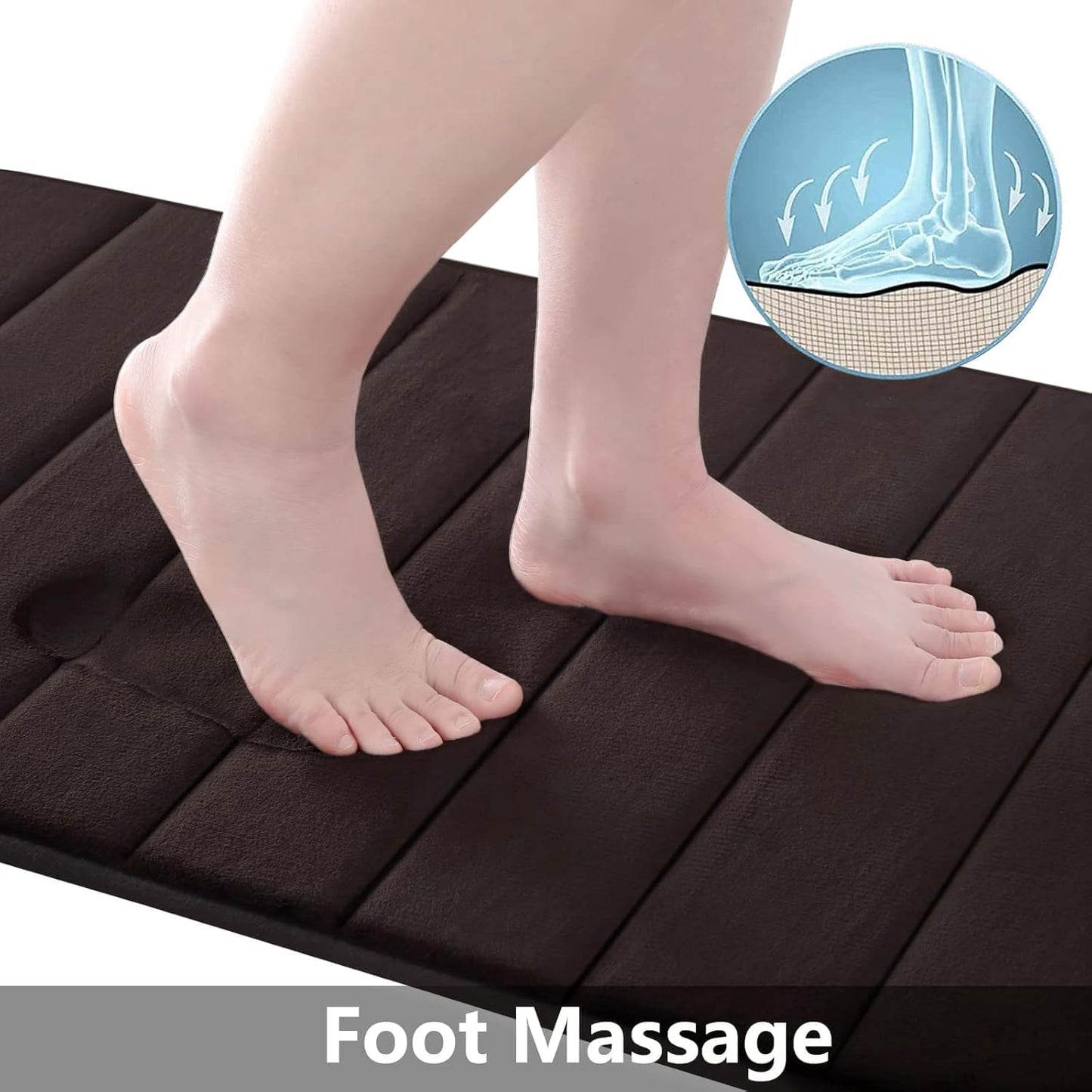 Buganda Memory Foam Bath Mat, 70" x 24", Ultra Soft and Non-Slip Bathroom Rugs, Water Absorbent and Machine Washable Bath Rug Runner for Bathroom, Shower, and Tub, Brown