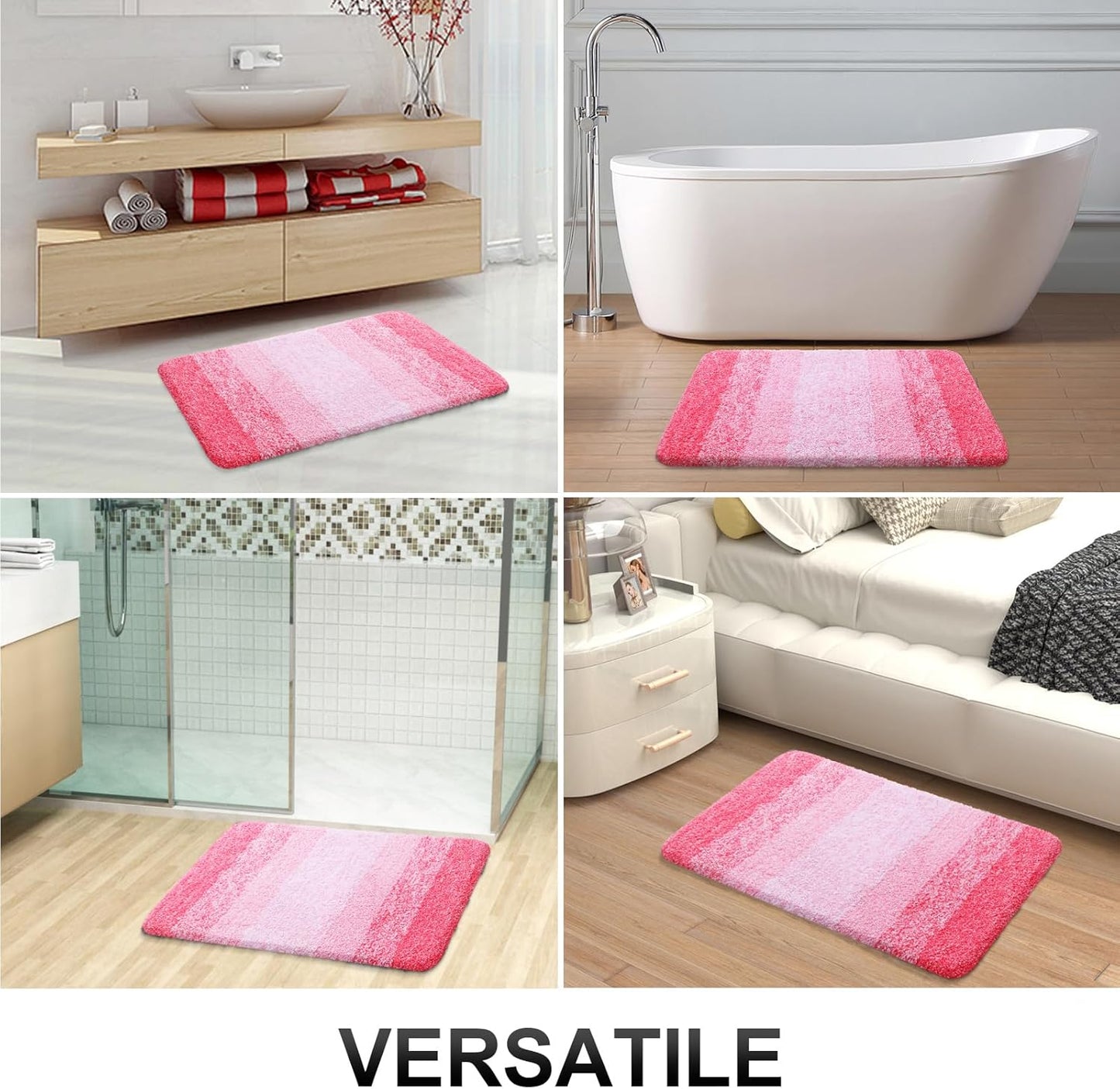OLANLY Bathroom Runner Rugs 59x24, Extra Soft Absorbent Microfiber Bath Rugs, Rubber Backing, Quick Dry, Machine Washable Bath Mats for Bathroom Floor, Tub and Shower, Home Decor Accessories, Pink