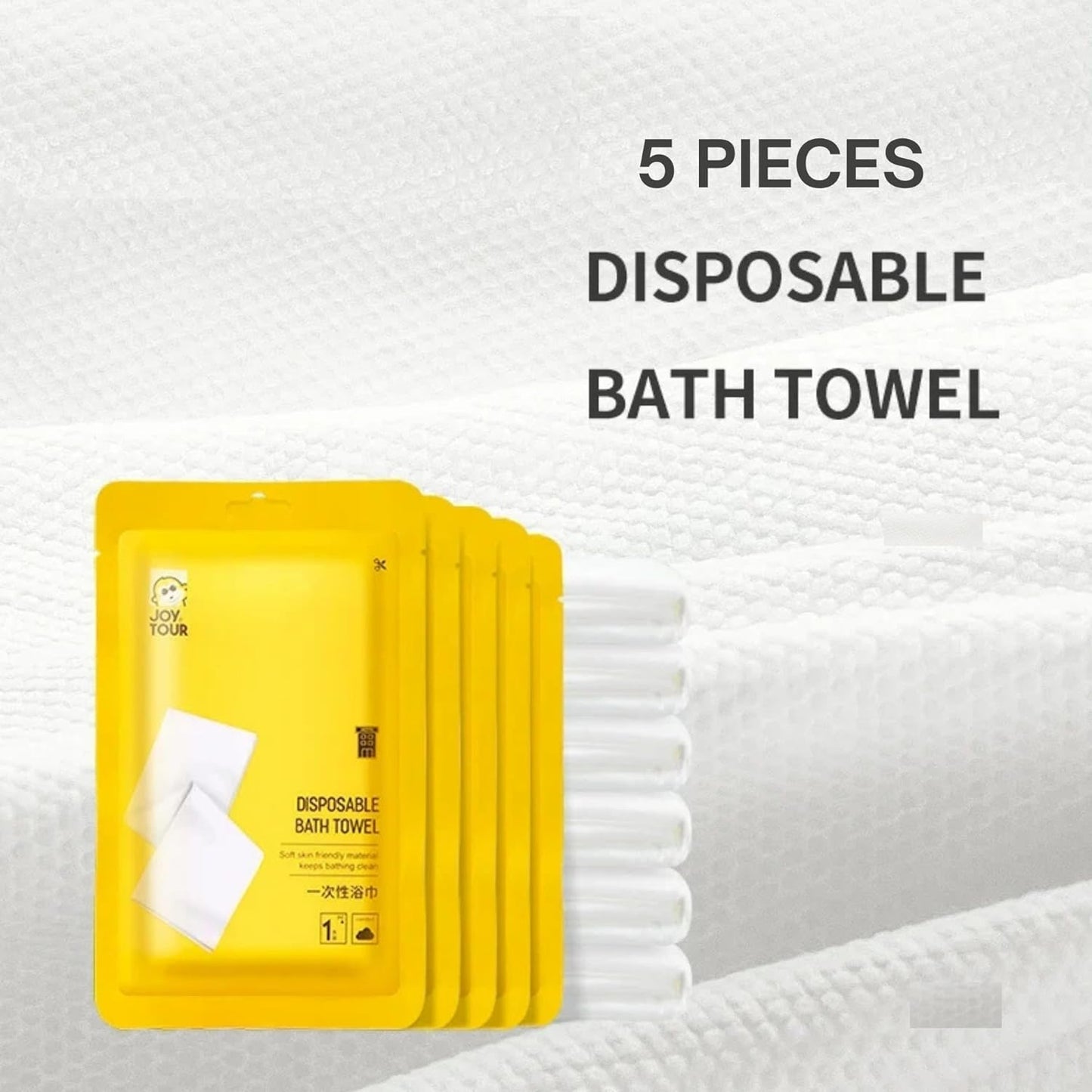 Disposable Bath Towels 5‑Pack – Large 55″ × 27.5″ Biodegradable Cotton Body Towels for Travel, Spa, Camping, Hotels – Ultra-Absorbent, Individually Wrapped & Portable