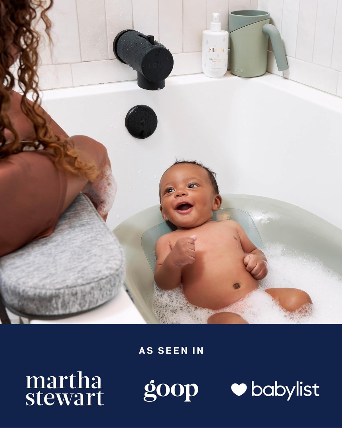 Lalo Knee & Elbow Saver - Foldable Padded Cushions for Bathtime Relief, Quick-Dry, Suction Cups for Stability, Bath Kneeler and Elbow Rest Pad Set 17 x 11.5 in Knee Pad & 16 x 4.5 in Elbow Pad - Sage